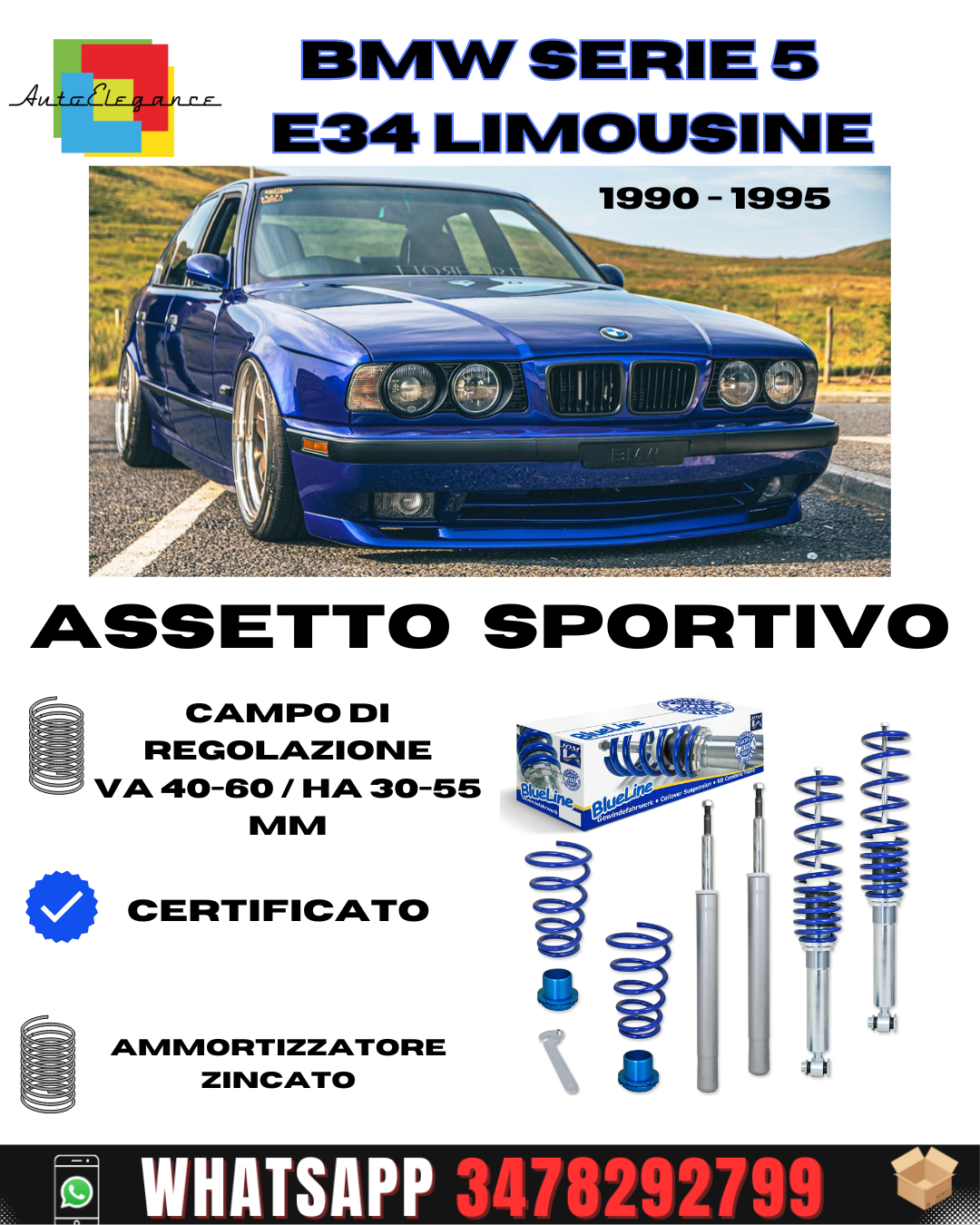 BlueLine sports suspension suitable for BMW 5 series E34 Sedan 1990 - 1995 