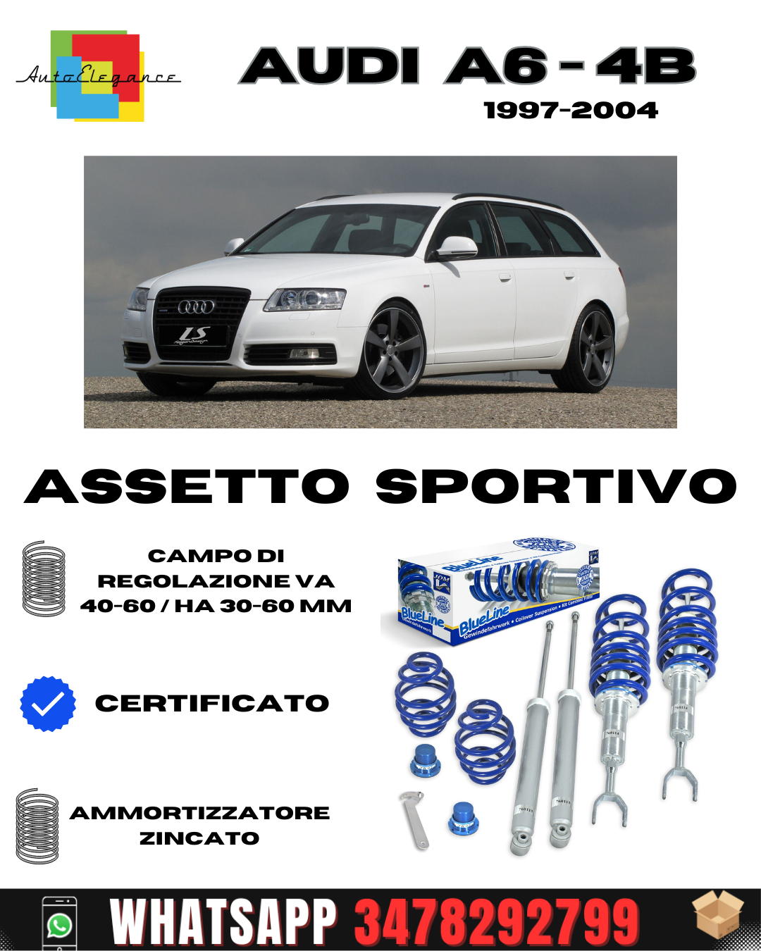 Sports suspension suitable for Audi A6 4B 1997-2004 