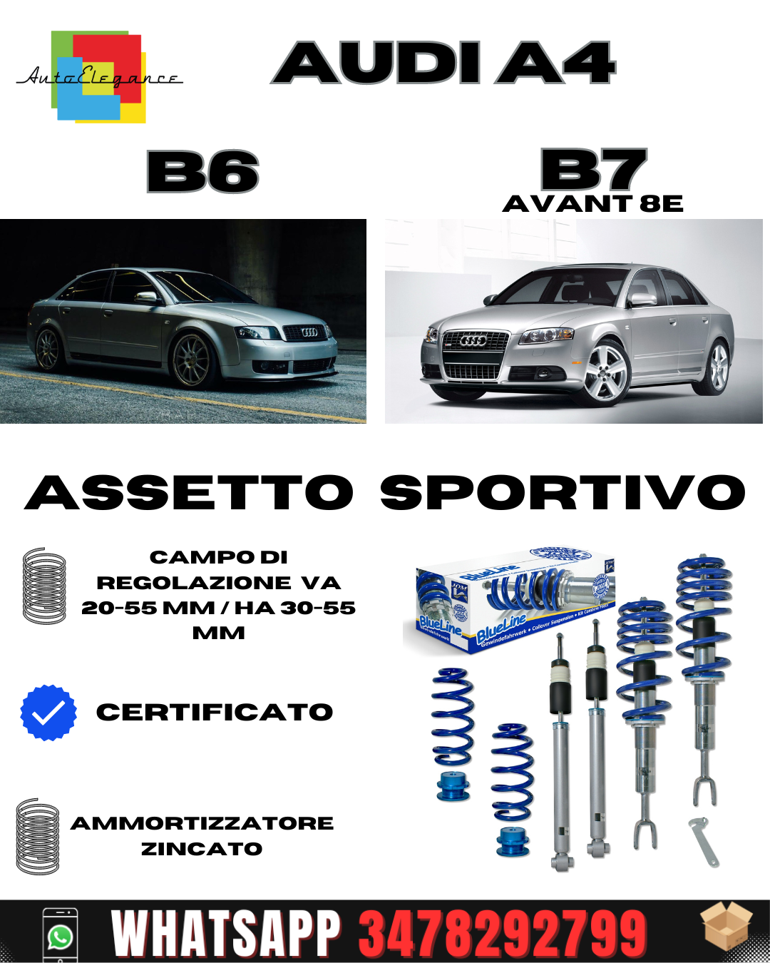 Sports suspension suitable for Audi A4 B6 and B7 Avant (8e) 
