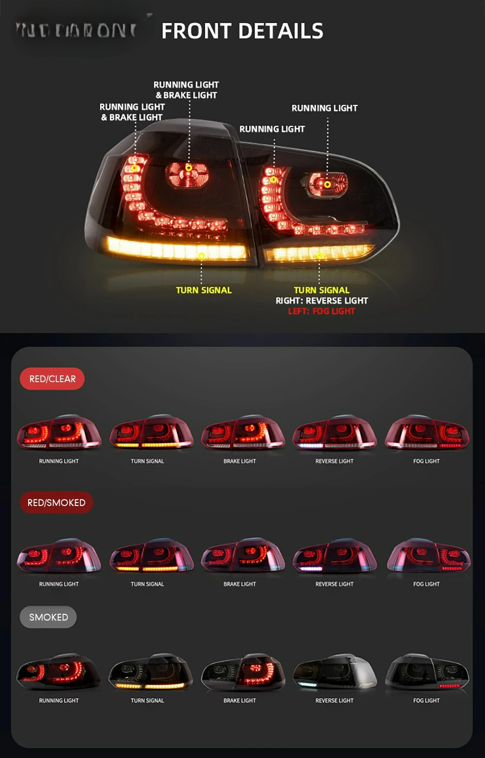 💎HEADLIGHTS SUITABLE FOR VW golf6 mk6 R20 2008-2013 RED💎