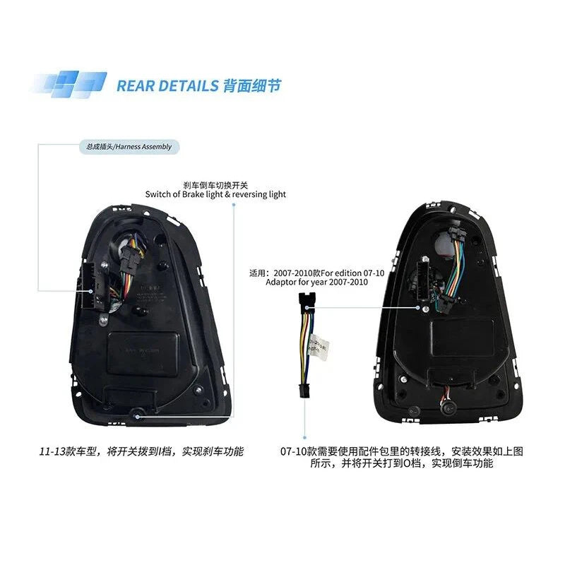 💎FANALI POSTERIORI ADATTI PER Mini Cooper R56 R57 R58 R59 2007-2013 NERO 💎