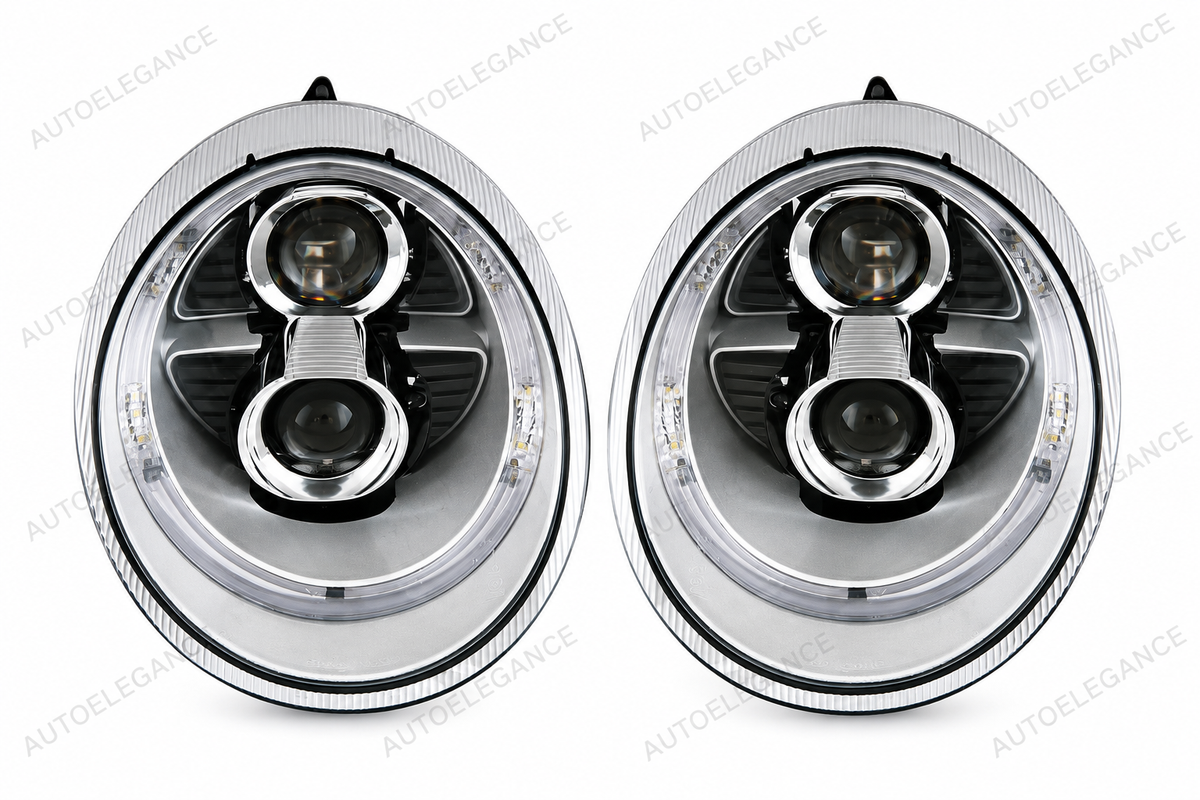 👉ART.11142 Fari Anteriori Angel Eyes Vetro Trasparente adatto per Porsche 04-09