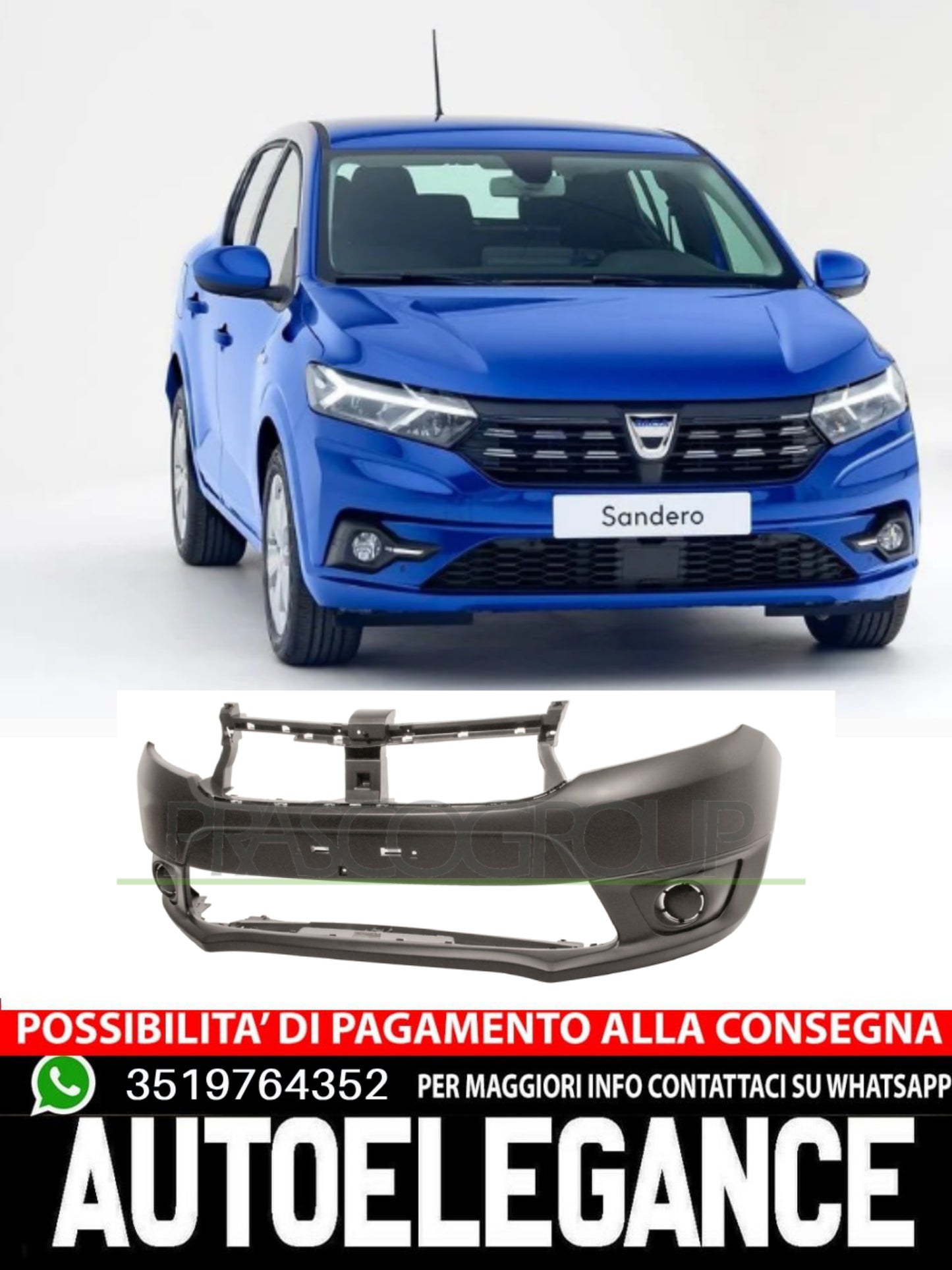 Paraurti Prasco Anteriore per DACIA SANDERO CON PRIMER 620226857R