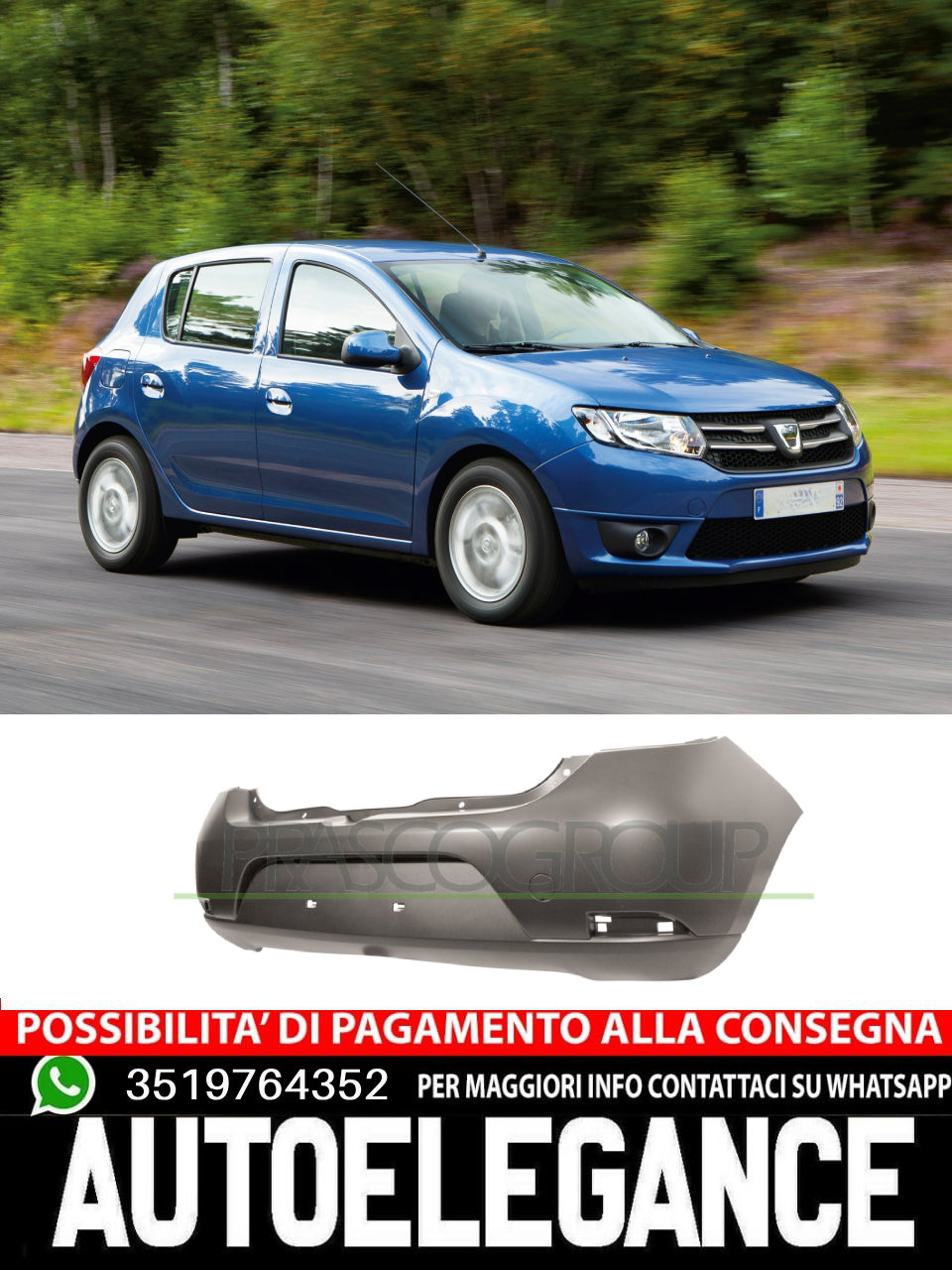 Paraurti Prasco CON PRIMER TAPPO COPRIGANCIO per Dacia  850103777S
