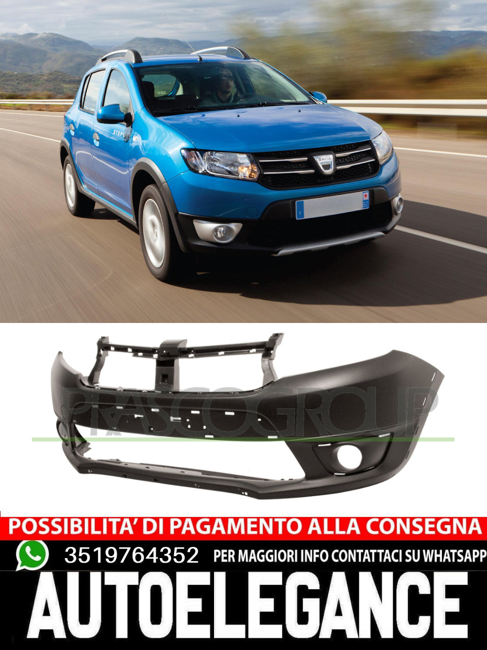Prasco Bumper WITH PRIMER LAMP SEAT HOOK COVER CAP for Dacia 620229382R