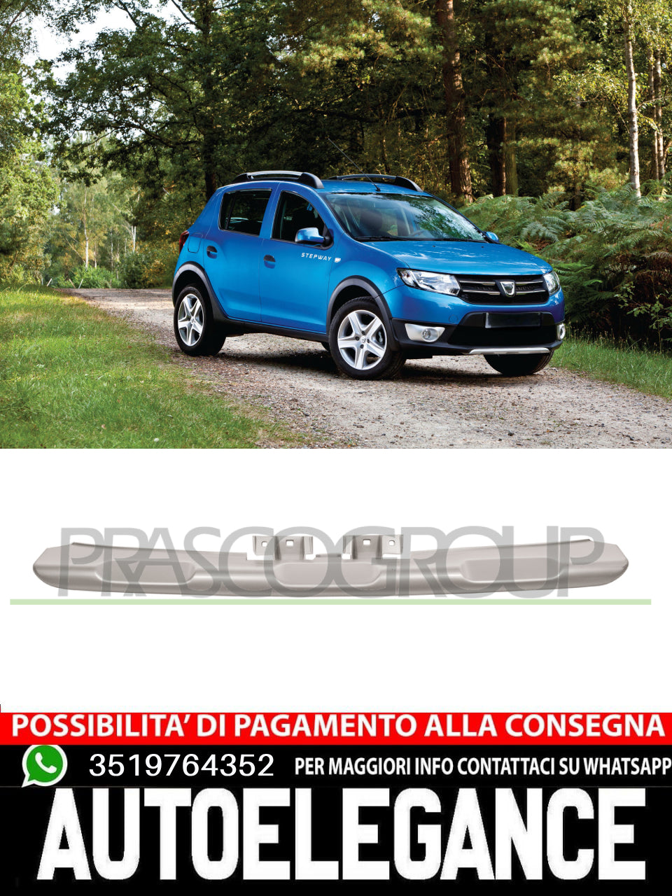 Spoiler CENTRALE Paraurti Prasco Anteriore Per Dacia Sandero 620729362R