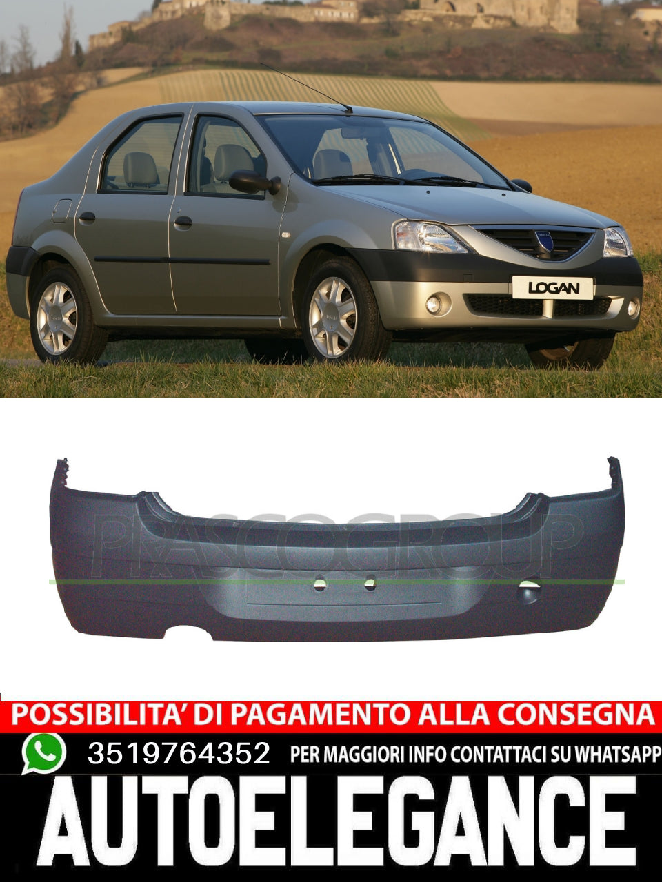 Prasco REAR BLACK bumperFor Dacia Logan 6001546776
