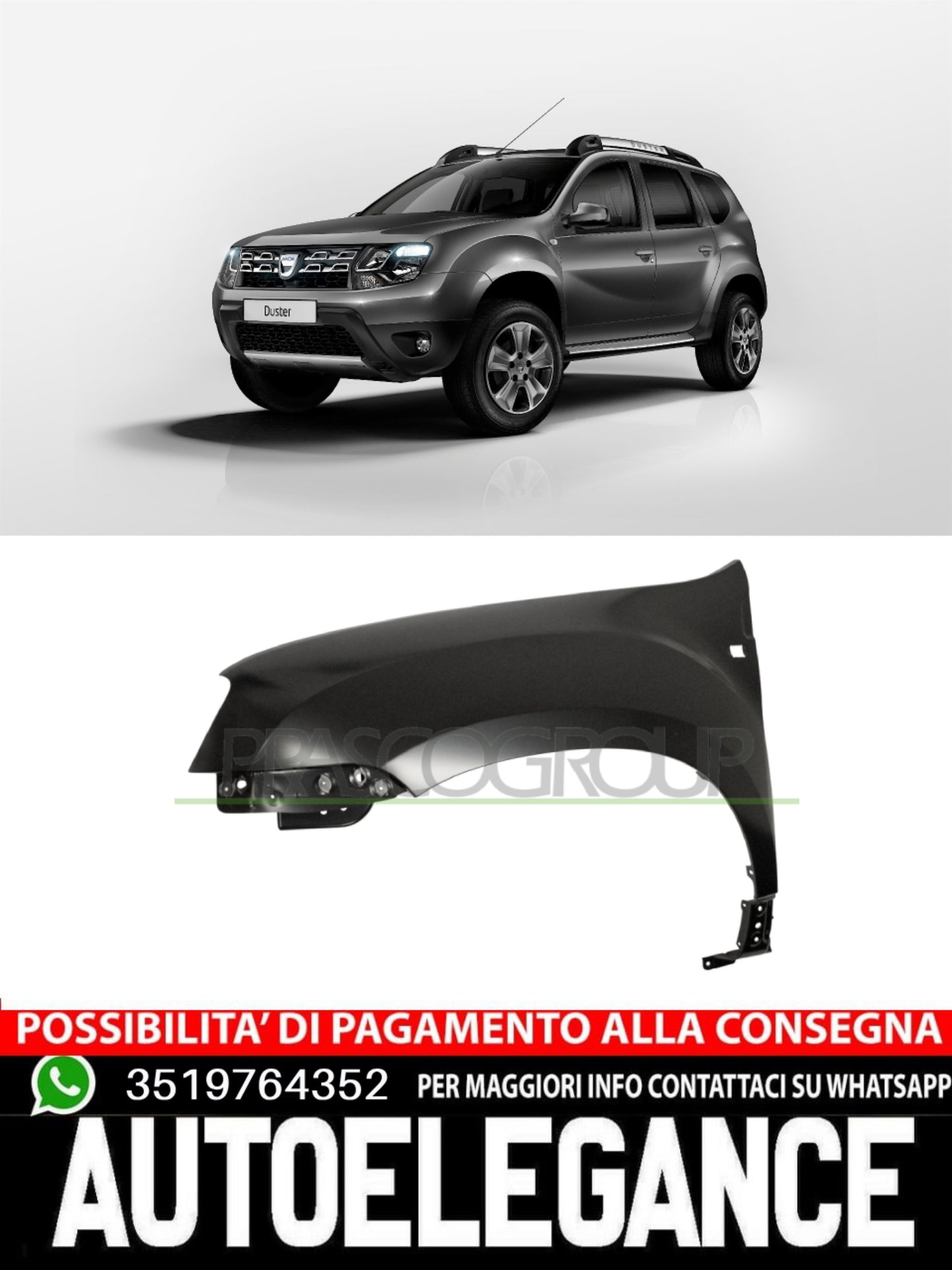 Parafango Prasco  FORI PDC FORI LAVAFARI CON PRIMER per Dacia 631012718R