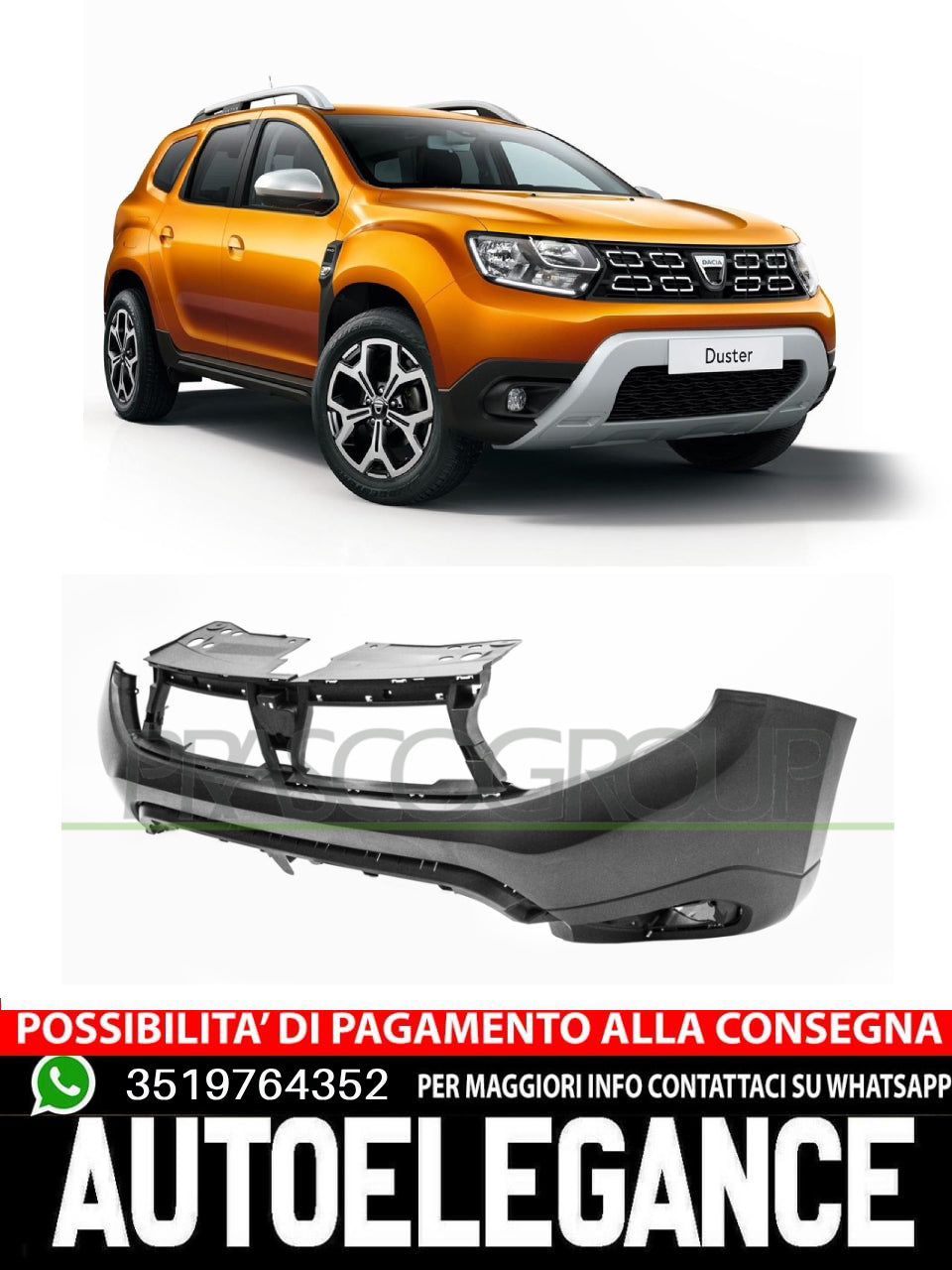 Prasco Bumper for Dacia SMOOTH BLACK TO BE PRIMED 620228952R 