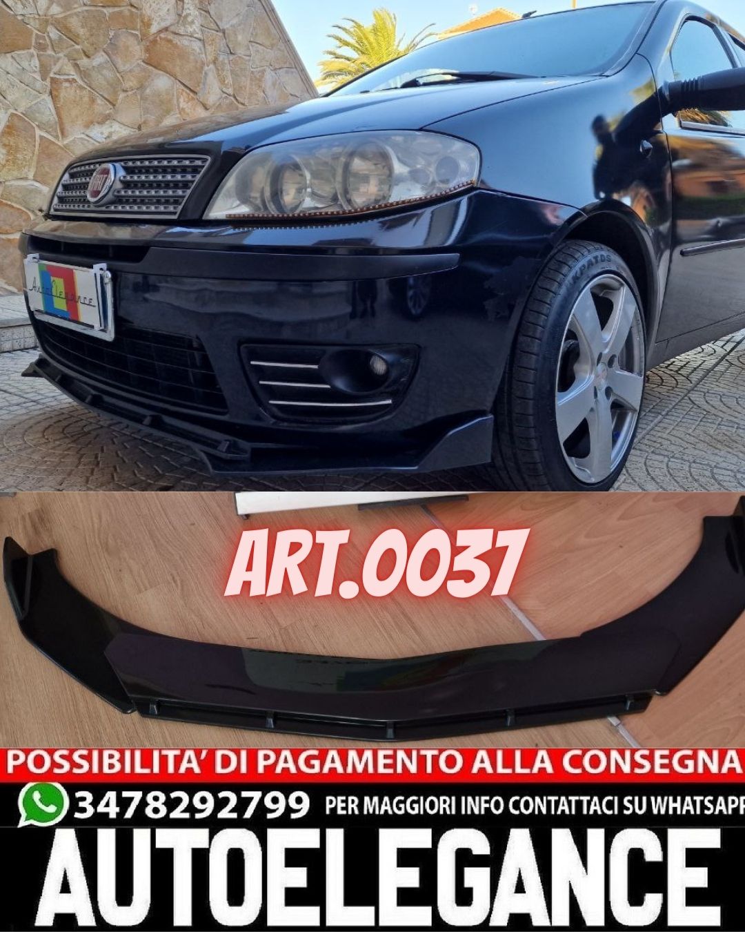FRONTSPLITTER PASSEND FÜR FIAT PUNTO 188 SCHWARZGLÄNZEND LOOK SPORTLICHES DESIGN