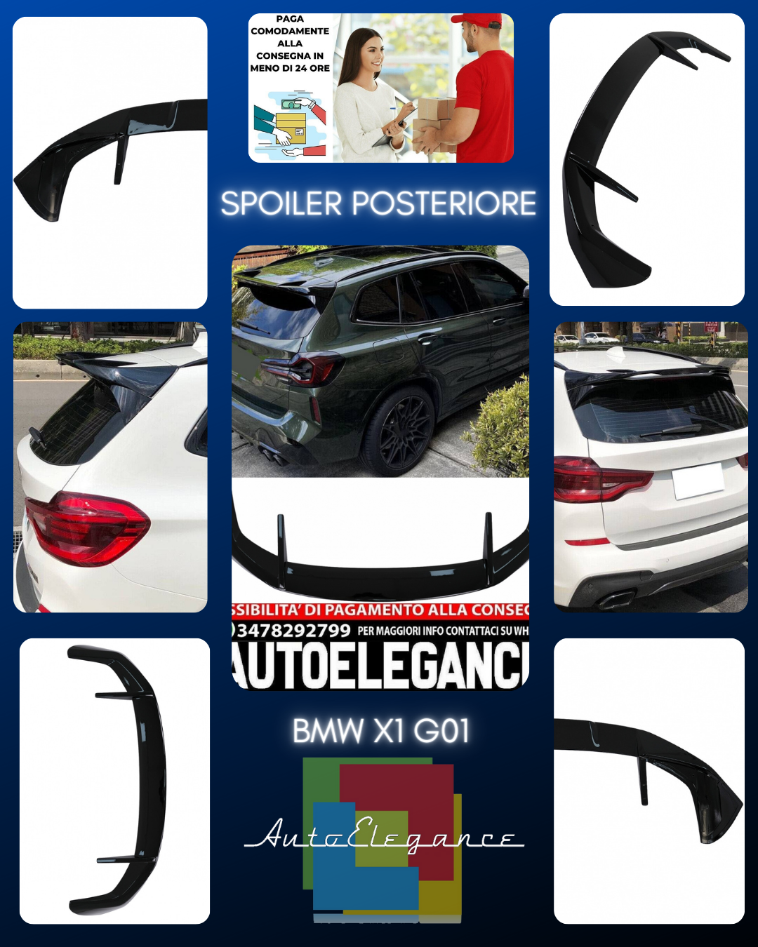 REAR SPOILER SUITABLE FOR BMW X3 G01 2017+ GLOSSY BLACK LOOK SPORTY DESIGN