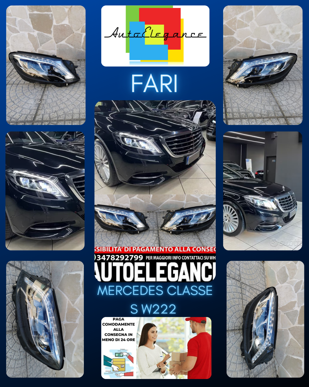 FARI ANTERIORI "USATI" PER MERCEDES-BENZ CLASSE S W222 LOOK ELEGANTE