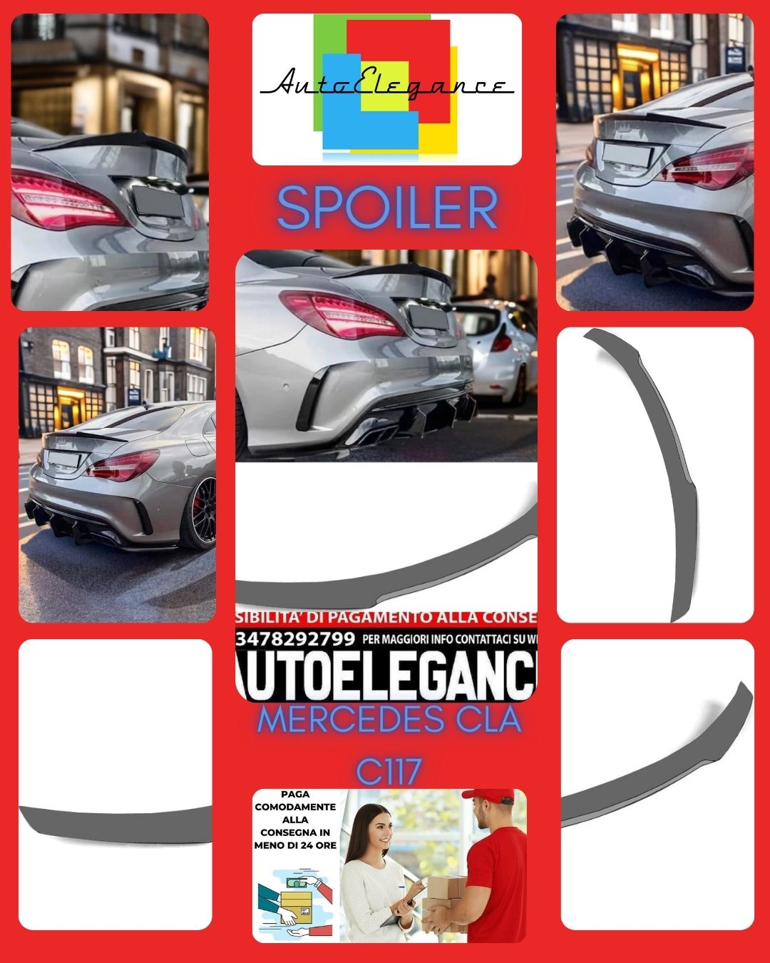 SPOILER POSTERIORE ADATTO PER MERCEDES-BENZ CLA C117 LOOK NERO DESIGN SPORTIVO
