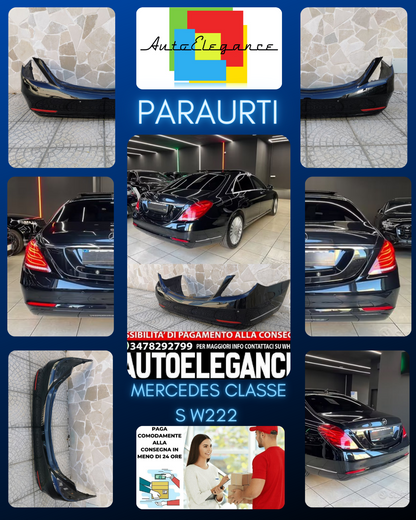 "USED" REAR BUMPER FOR MERCEDES-BENZ S-CLASS W222 GLOSSY BLACK LOOK 