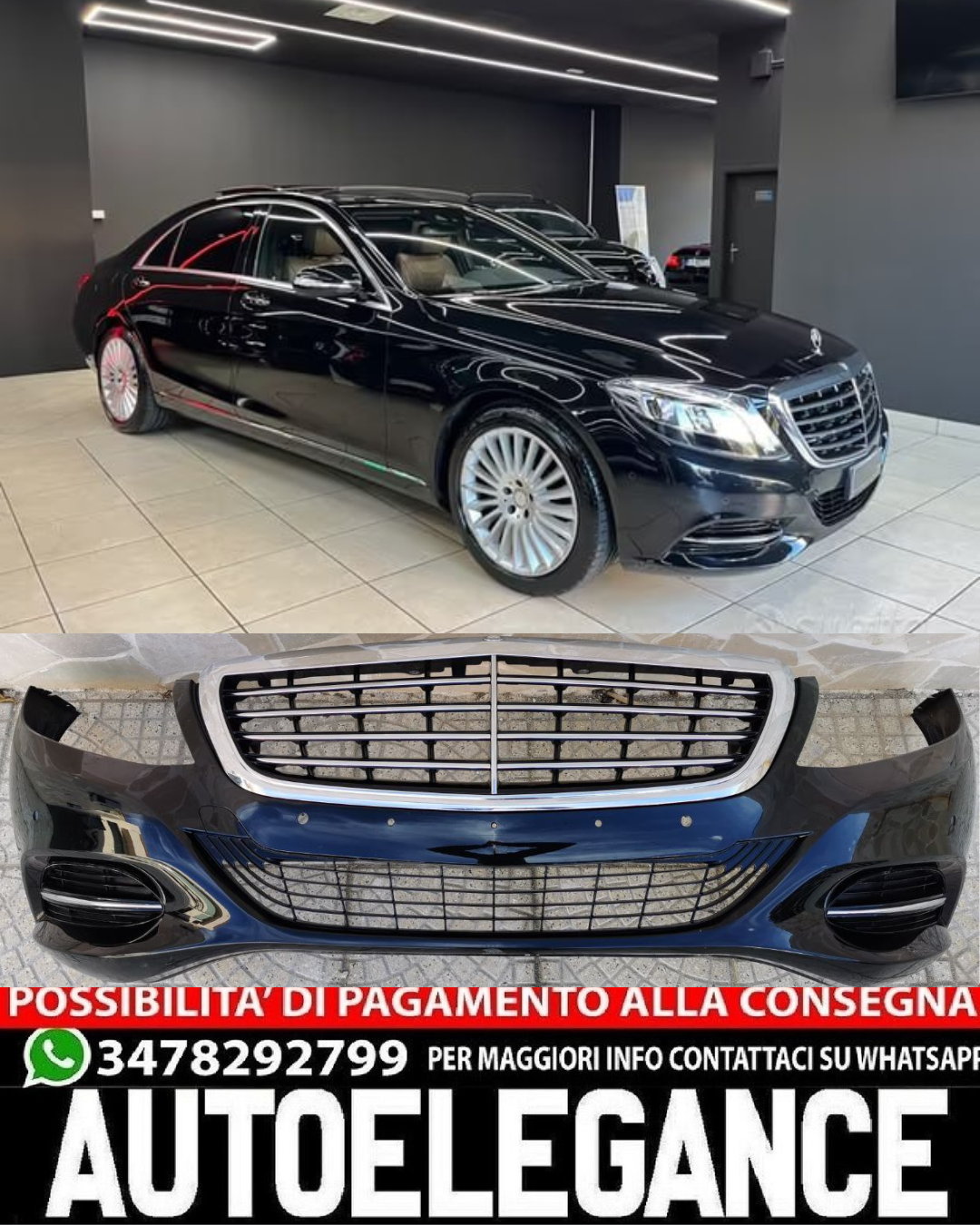 PARAURTI ANTERIORE "USATO" PER MERCEDES-BENZ CLASSE S W222 LOOK NERO LUCIDO