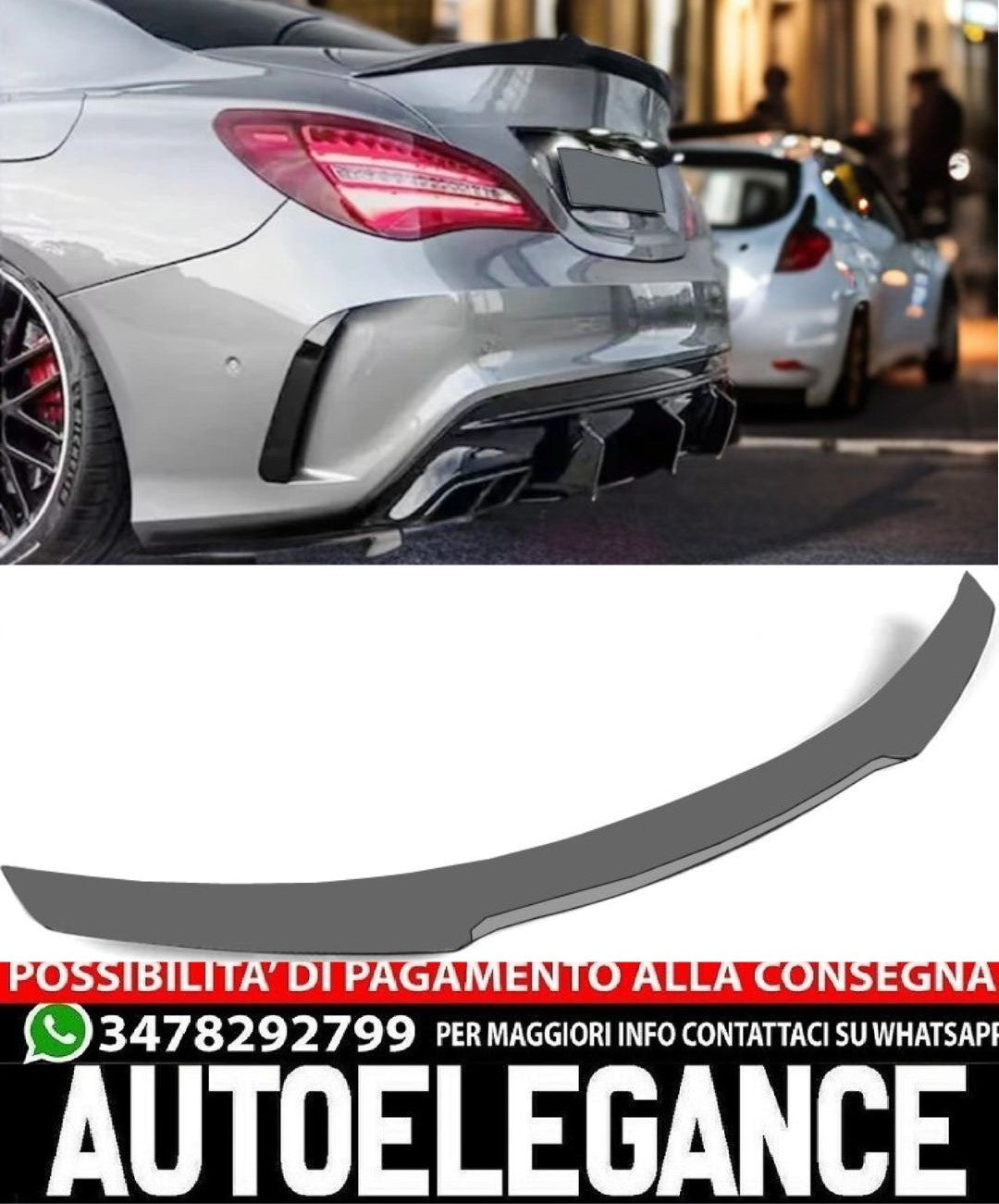 SPOILER POSTERIORE ADATTO PER MERCEDES-BENZ CLA C117 LOOK NERO DESIGN SPORTIVO
