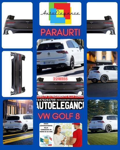PARAURTI POSTERIORE ADATTO PER VW GOLF 8 LOOK GTI GREZZO DESIGN SPORTIVO