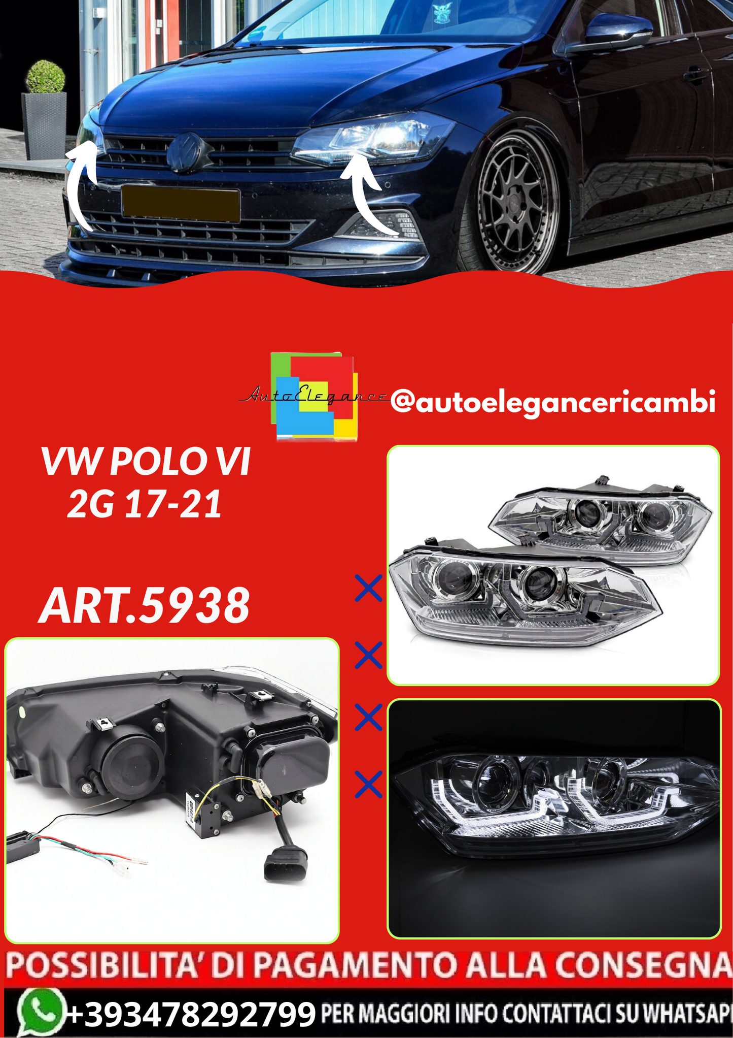 ART.5938  FARI ANTERIORI VW POLO VI 2G 17-21