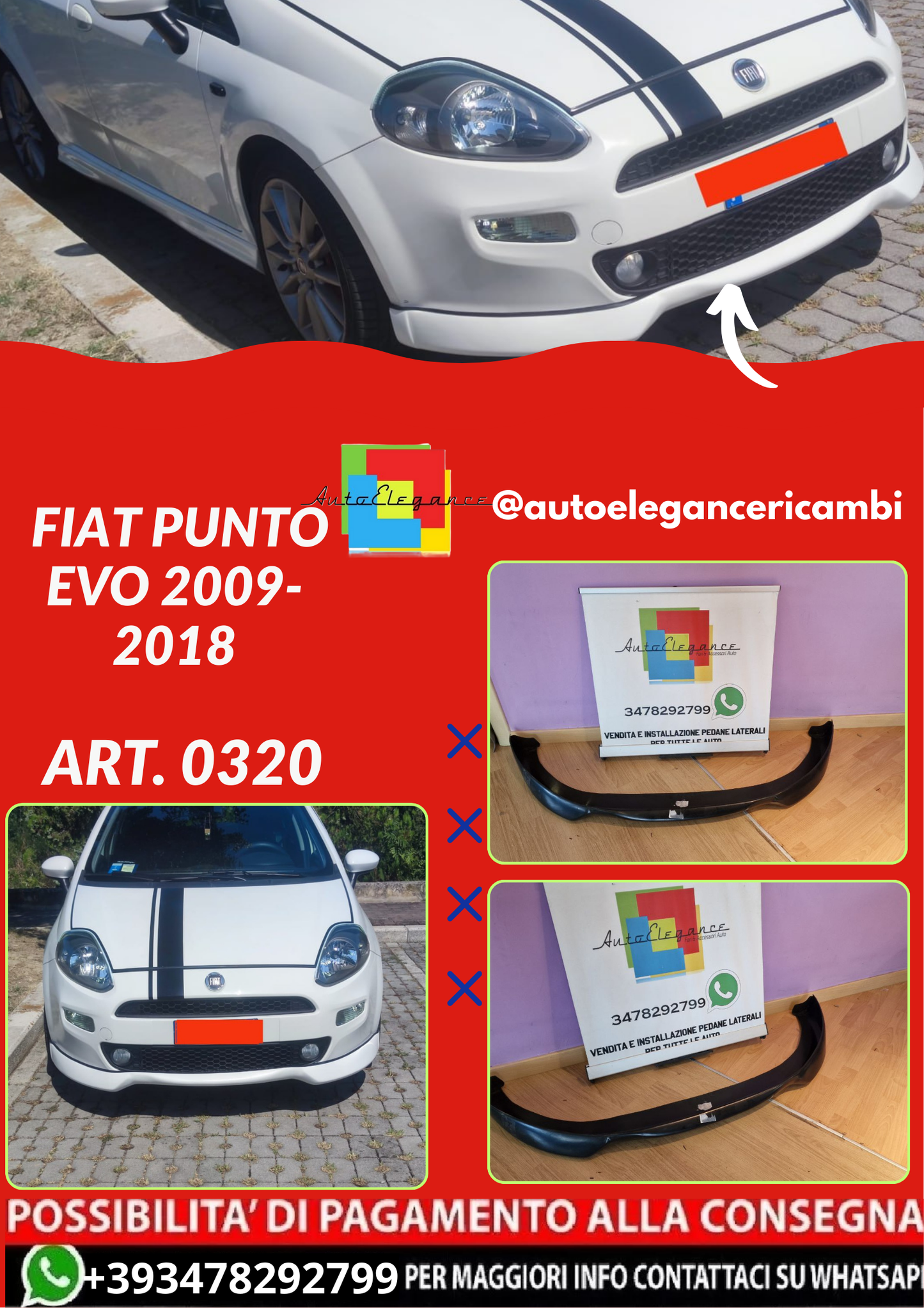 ART. 0320  SOTTO PARAURTI FIAT PUNTO EVO 2009-2018 LOOK SPORT GREZZO