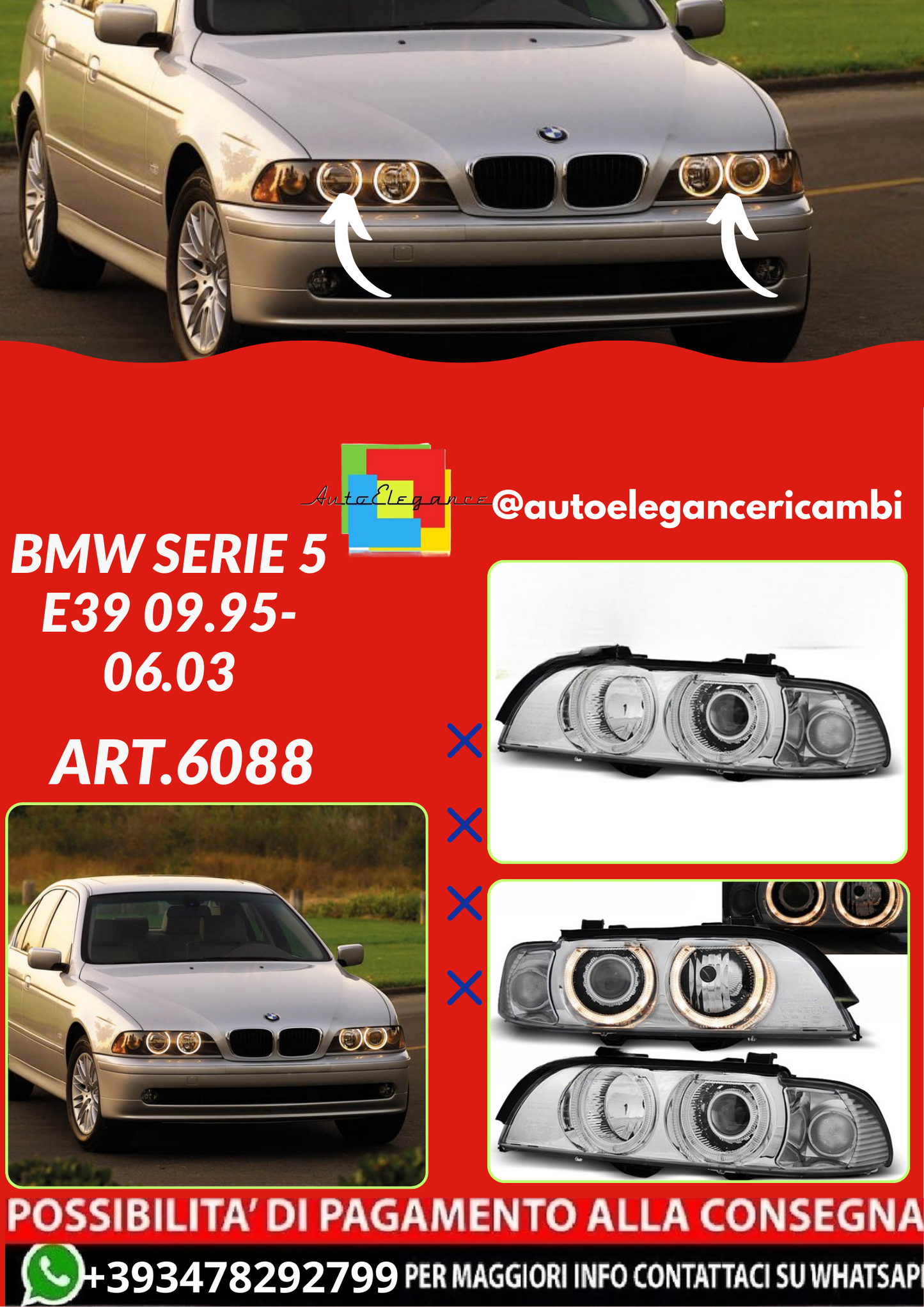 ART.6088  FARI  ANTERIORI BMW SERIE 5 E39 09.95-06.03
