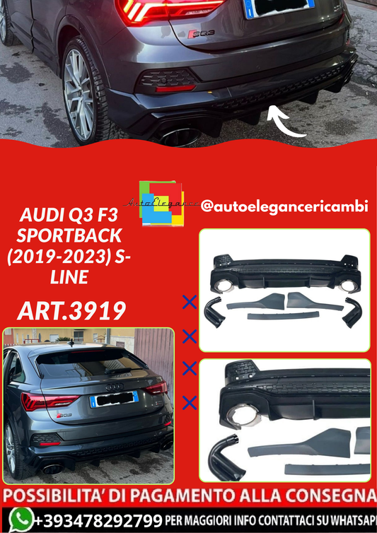 ART.3919 Diffusore  RSQ3 Look per Audi Q3 F3 Sportback (2019-2023) S-line
