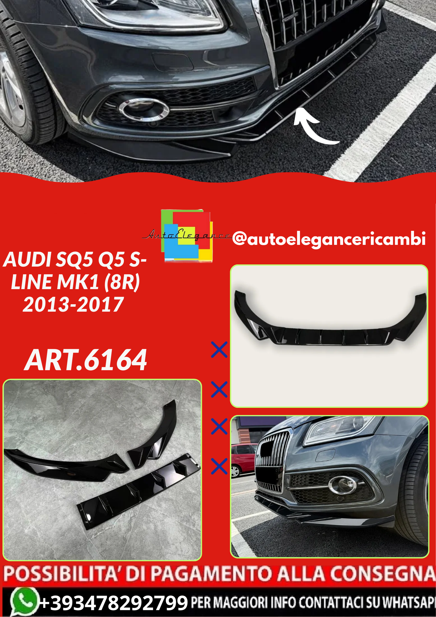 ART.6164  SPLITTER  Audi SQ5 Q5 S-Line MK1 (8R) 2013-2017