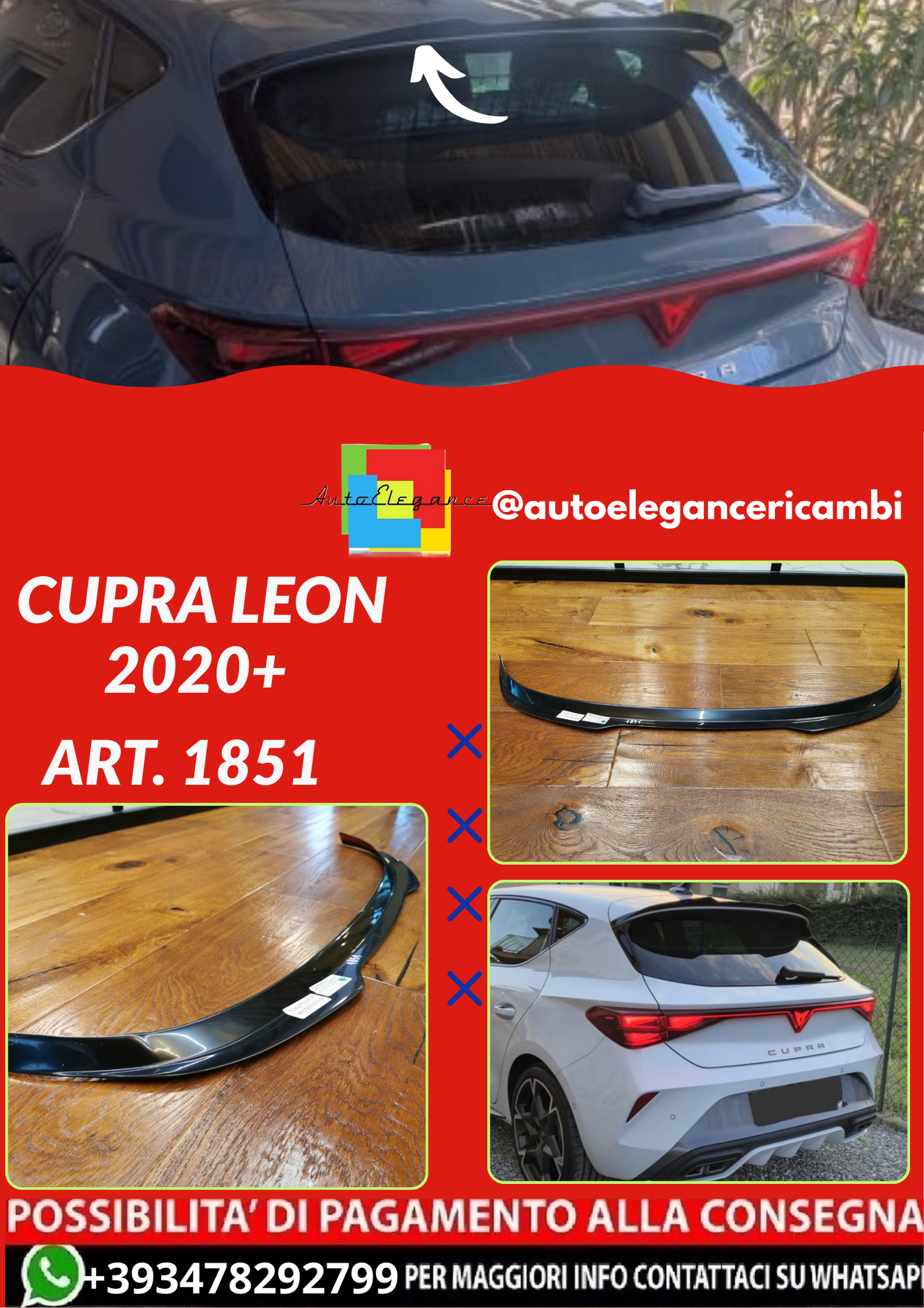 ART. 1851 SPOILER CUPRA LEON 2020+  NERO LUCIDO