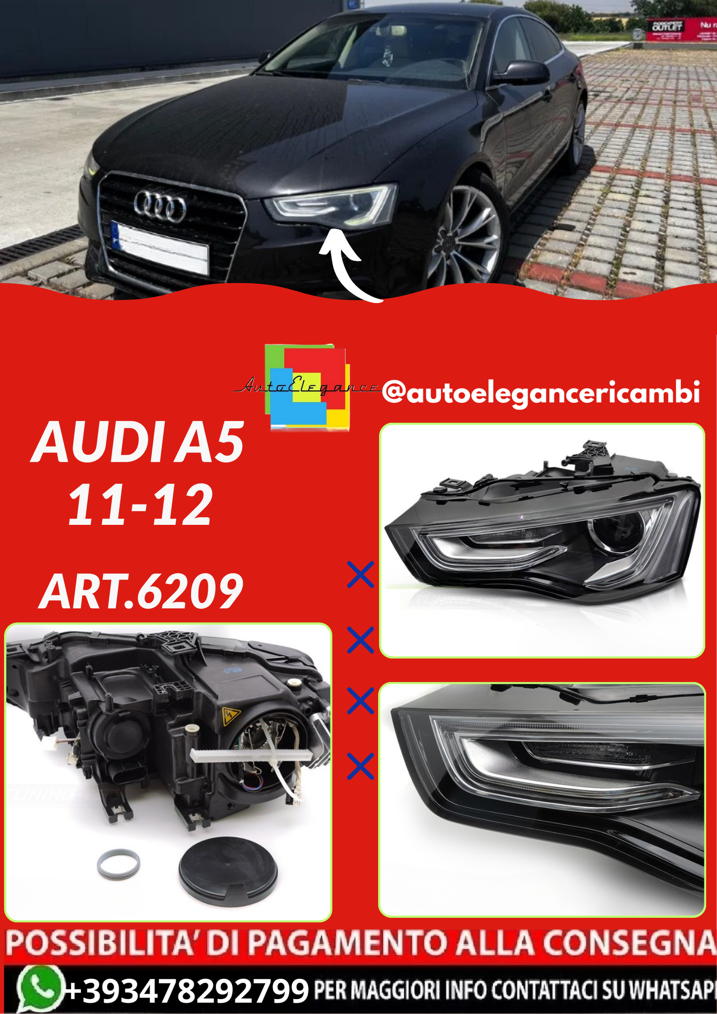 ART.6209  FARO  ANTERIORE SINESTRA  AUDI A5 11-12