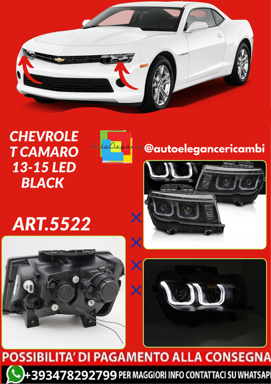 ART.5522  FARI ANTERIORI  CHEVROLET CAMARO 13-15 LED BLACK