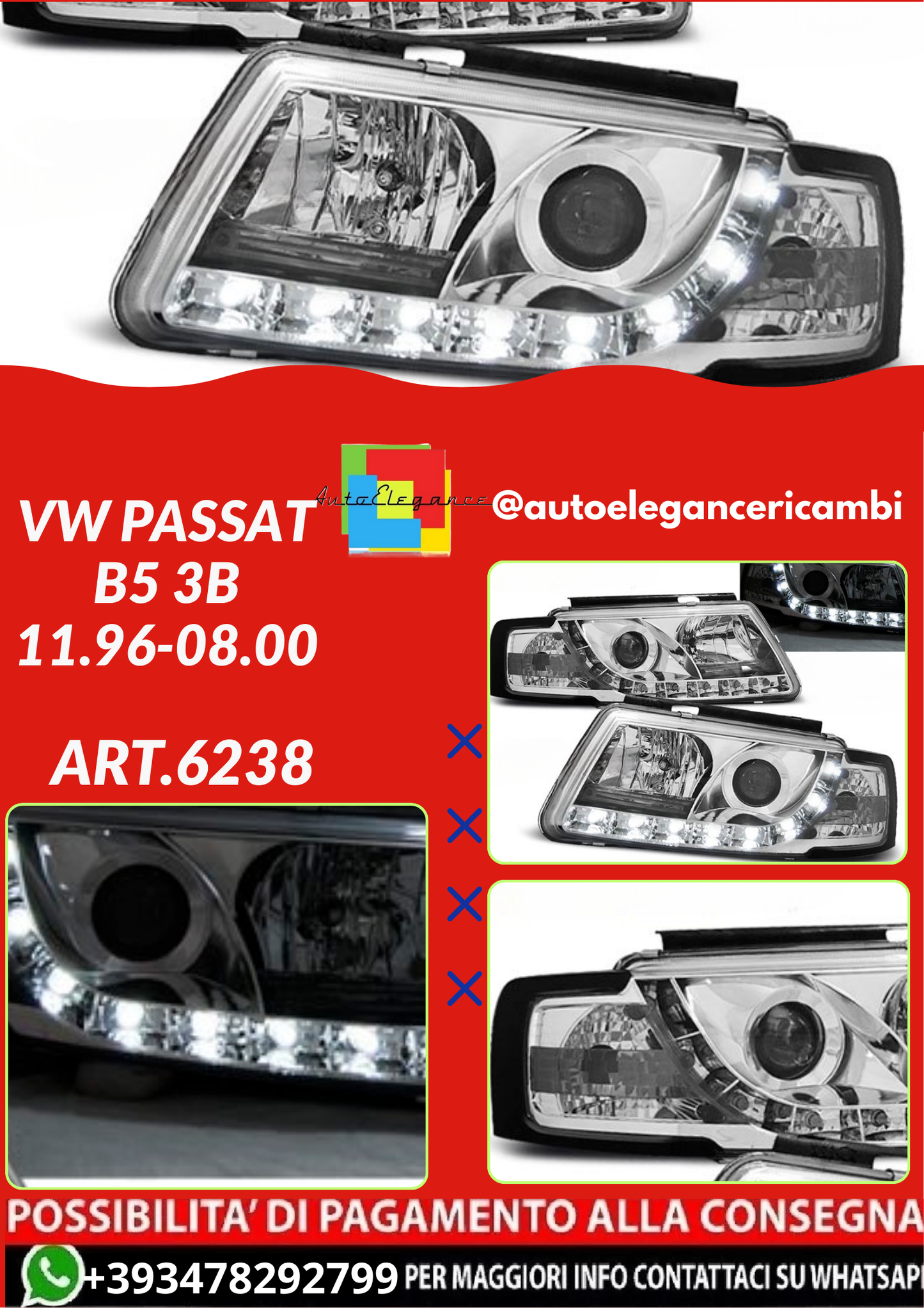 ART.6238 FARI  ANTERIORI VW PASSAT B5 3B 11.96-08.00