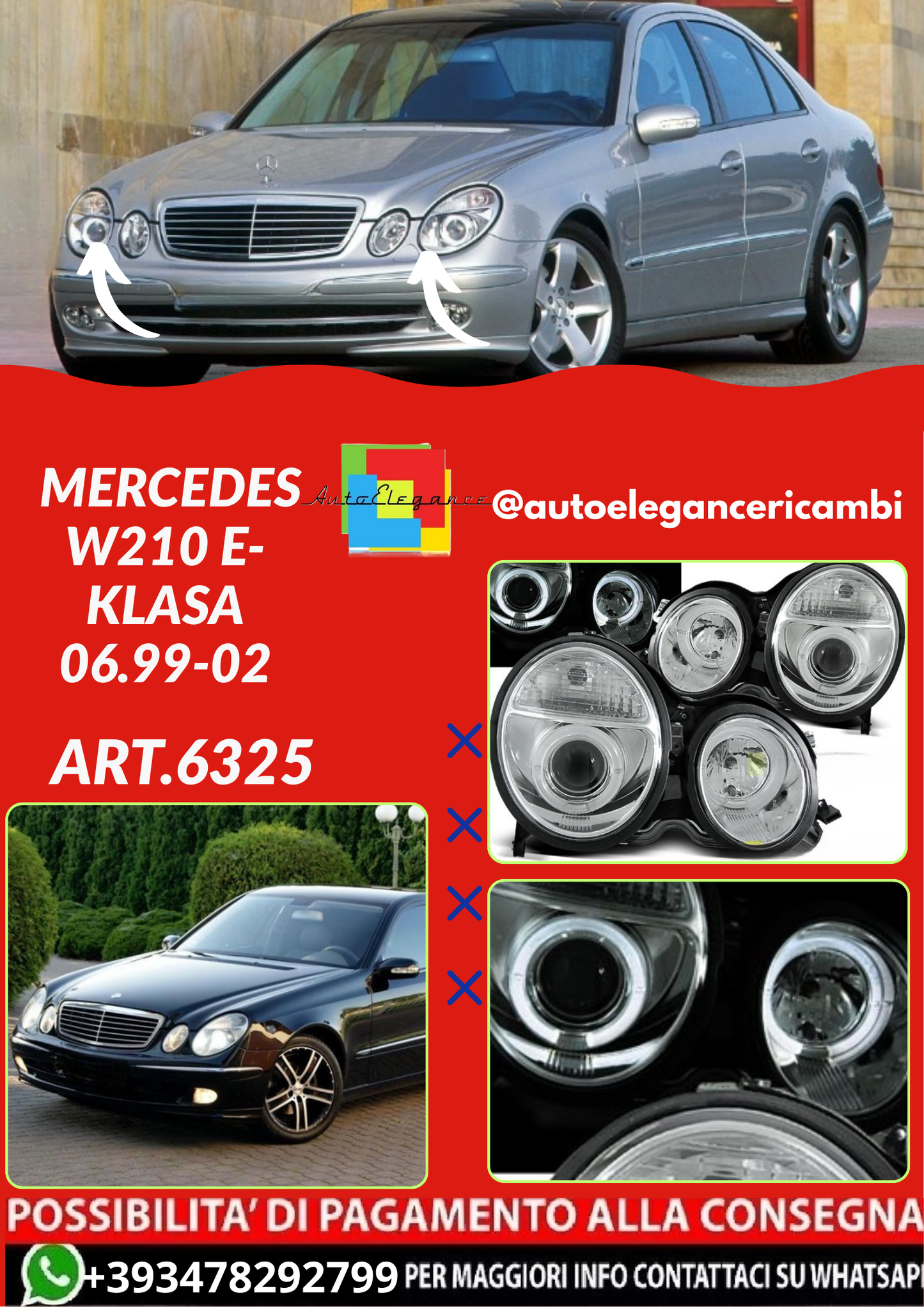ART.6325  FARI  ANTERIORI MERCEDES W210 E-KLASA 06.99-02