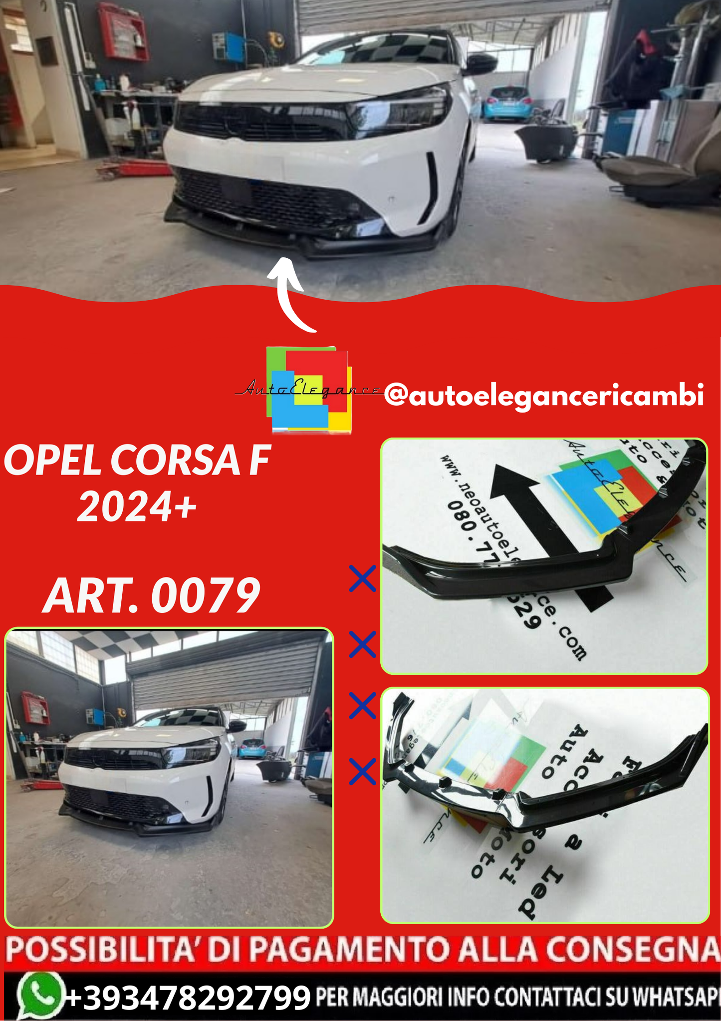 ART. 0079 OPEL  SPLITTER SPORTIVO NERO CORSA F 2024+
