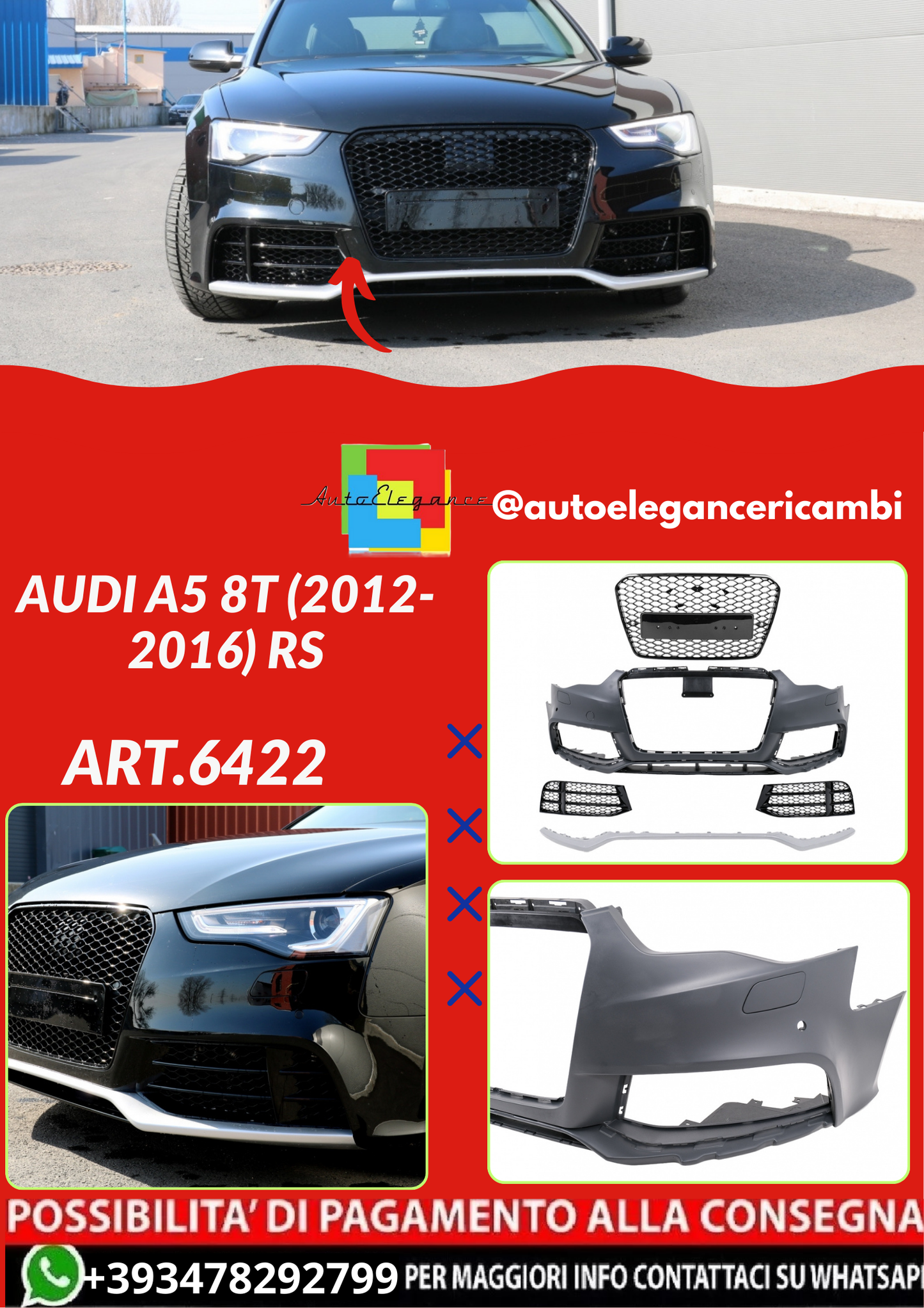 ART.6422 PARAURTI ANTERIORI Audi A5 8T (2012-2016) RS