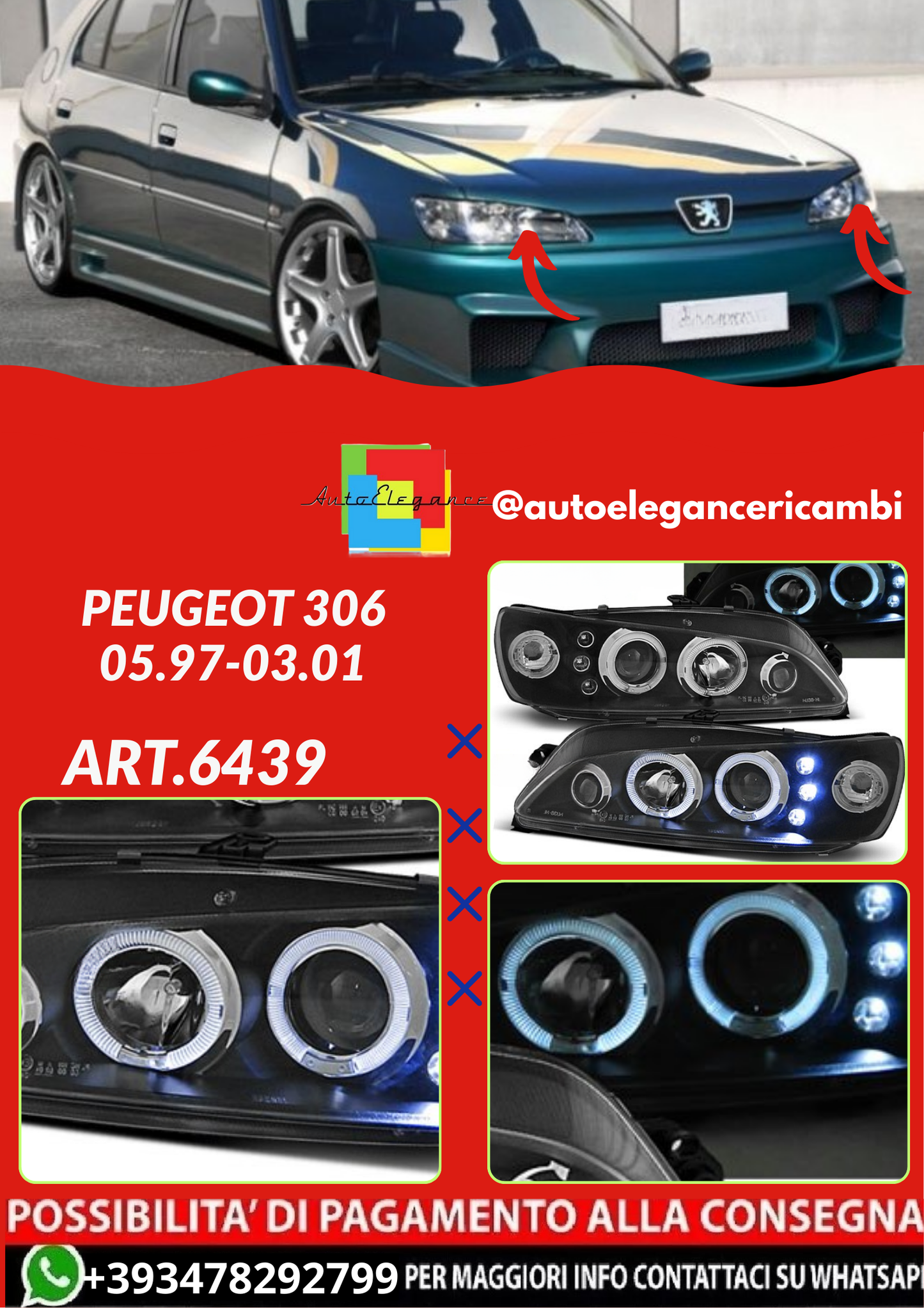 ART.6439 FARI ANTERIORI PEUGEOT 306 05.97-03.01