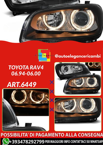 ART.6449  FARI  ANTERIORI TOYOTA RAV4 06.94-06.00 ANGEL EYES NERI