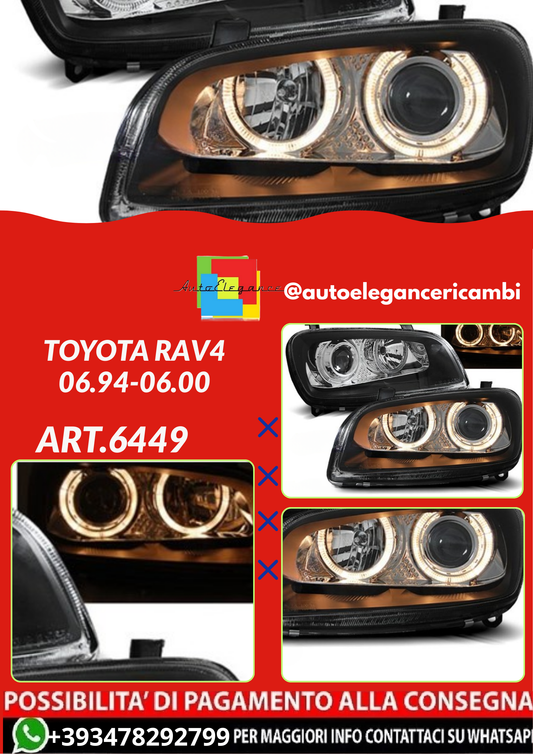 ART.6449  FARI  ANTERIORI TOYOTA RAV4 06.94-06.00 ANGEL EYES NERI