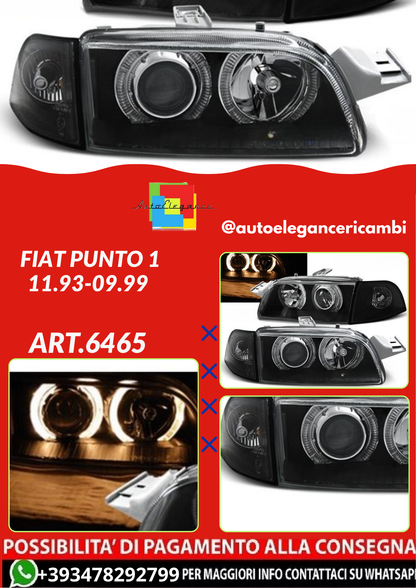 ART.6465  FARI  ANTERIORI FIAT PUNTO 1 11.93-09.99 ANGEL EYES NERI