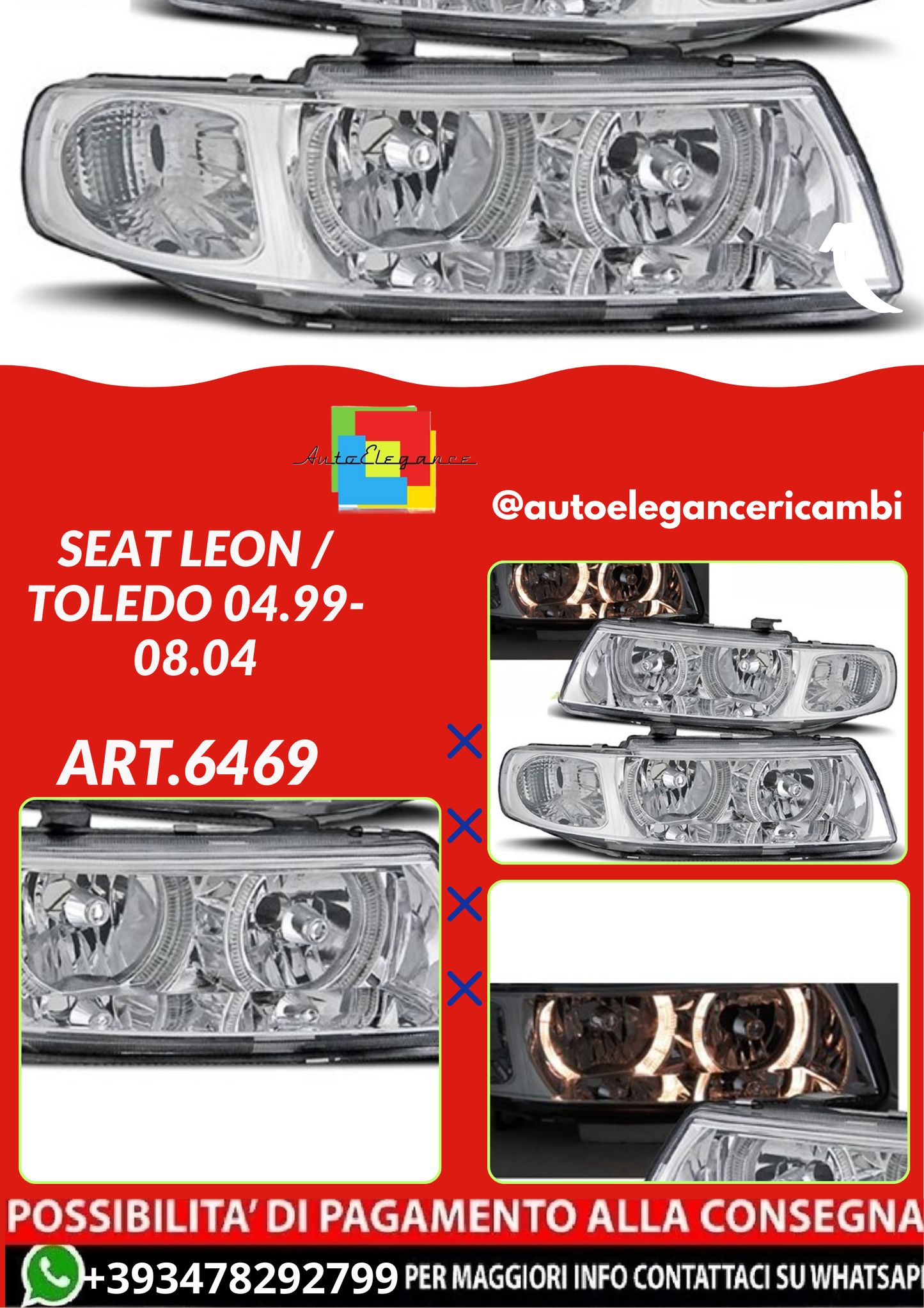 ART.6469  FARI  ANTERIORI SEAT LEON / TOLEDO 04.99-08.04