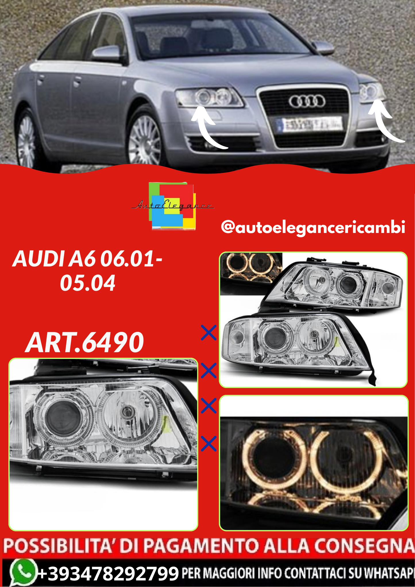 ART.6490  FARI ANTERIORI AUDI A6 06.01-05.04
