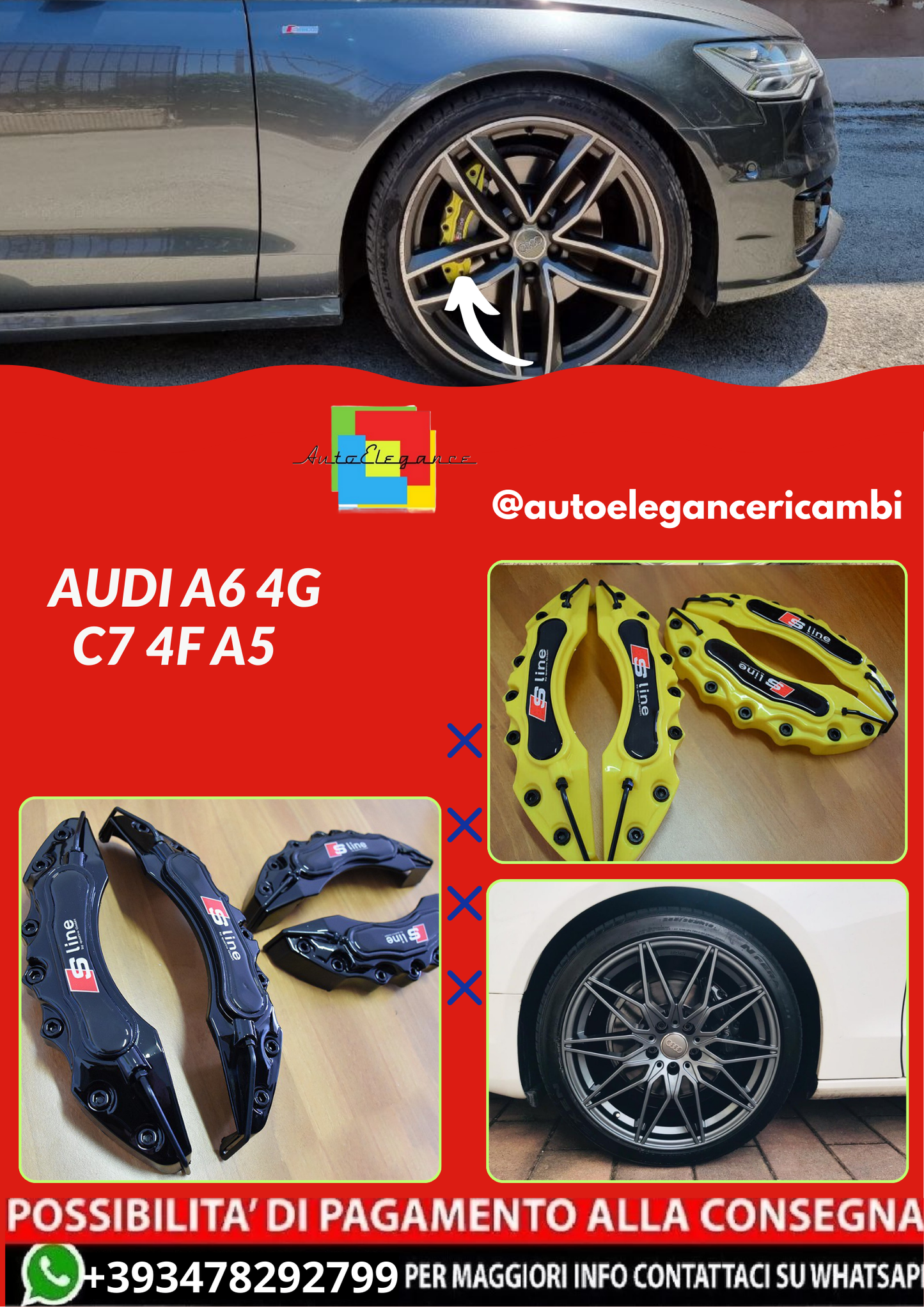 Cover pinze sline NERO GIALLO BIANCO  adatto per Audi A6 4g c7 4f A5
