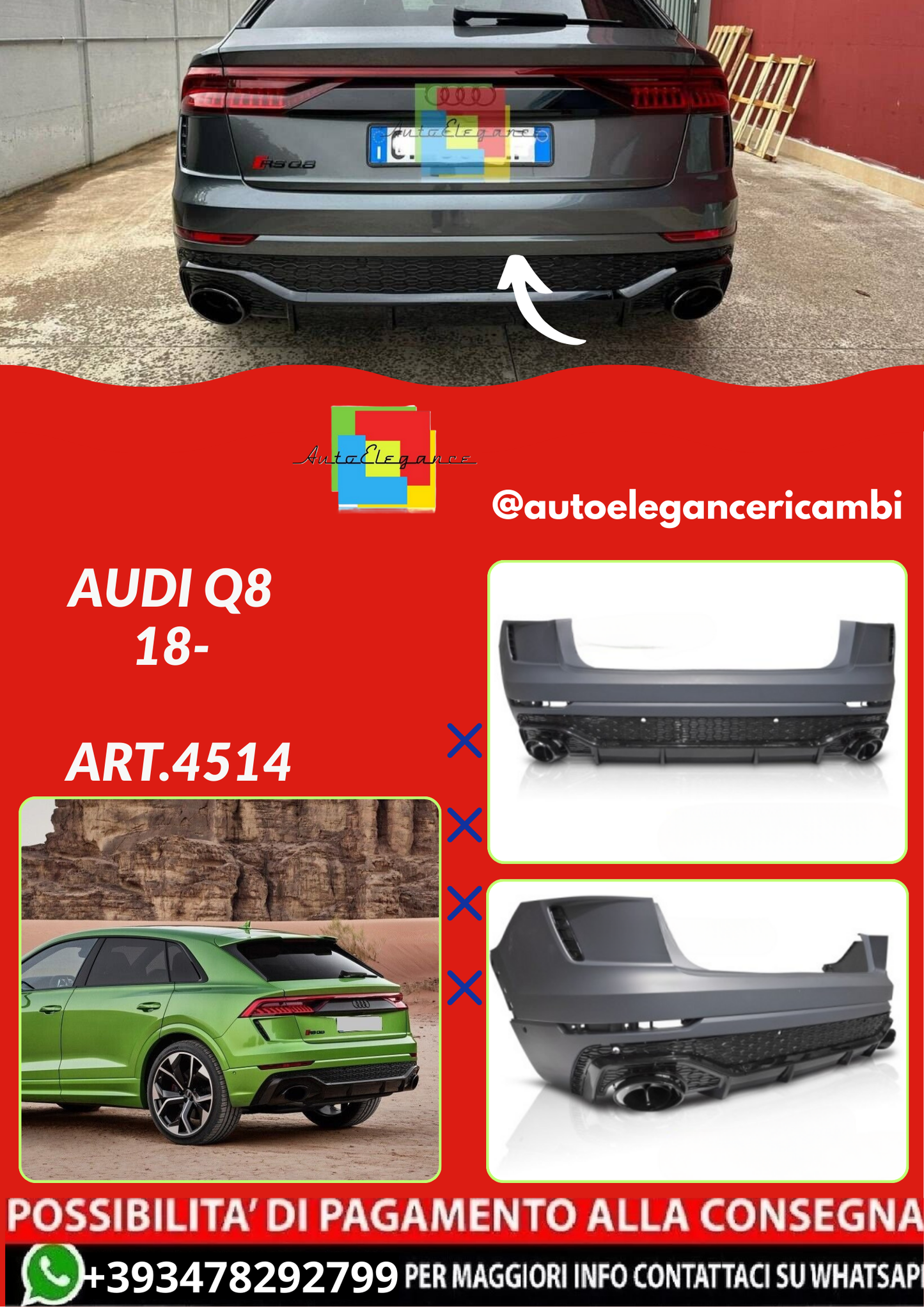 ART.4514   PARAURTI  POSTERIORI AUDI Q8 18-