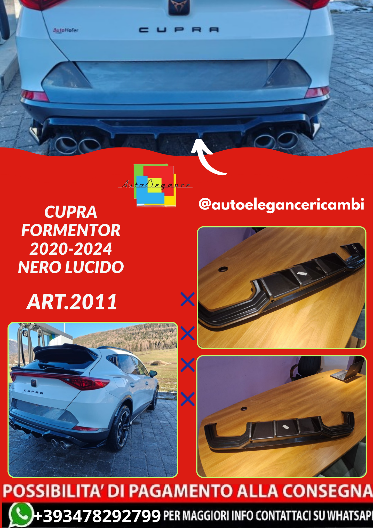 ART.2011 DIFFUSORE CUPRA FORMENTOR 2020-2024 NERO LUCIDO