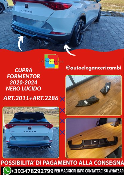 ART.2011+ART.2286 DIFFUSORE+FLAPS CUPRA FORMENTOR 2020-2024 NERO LUCIDO