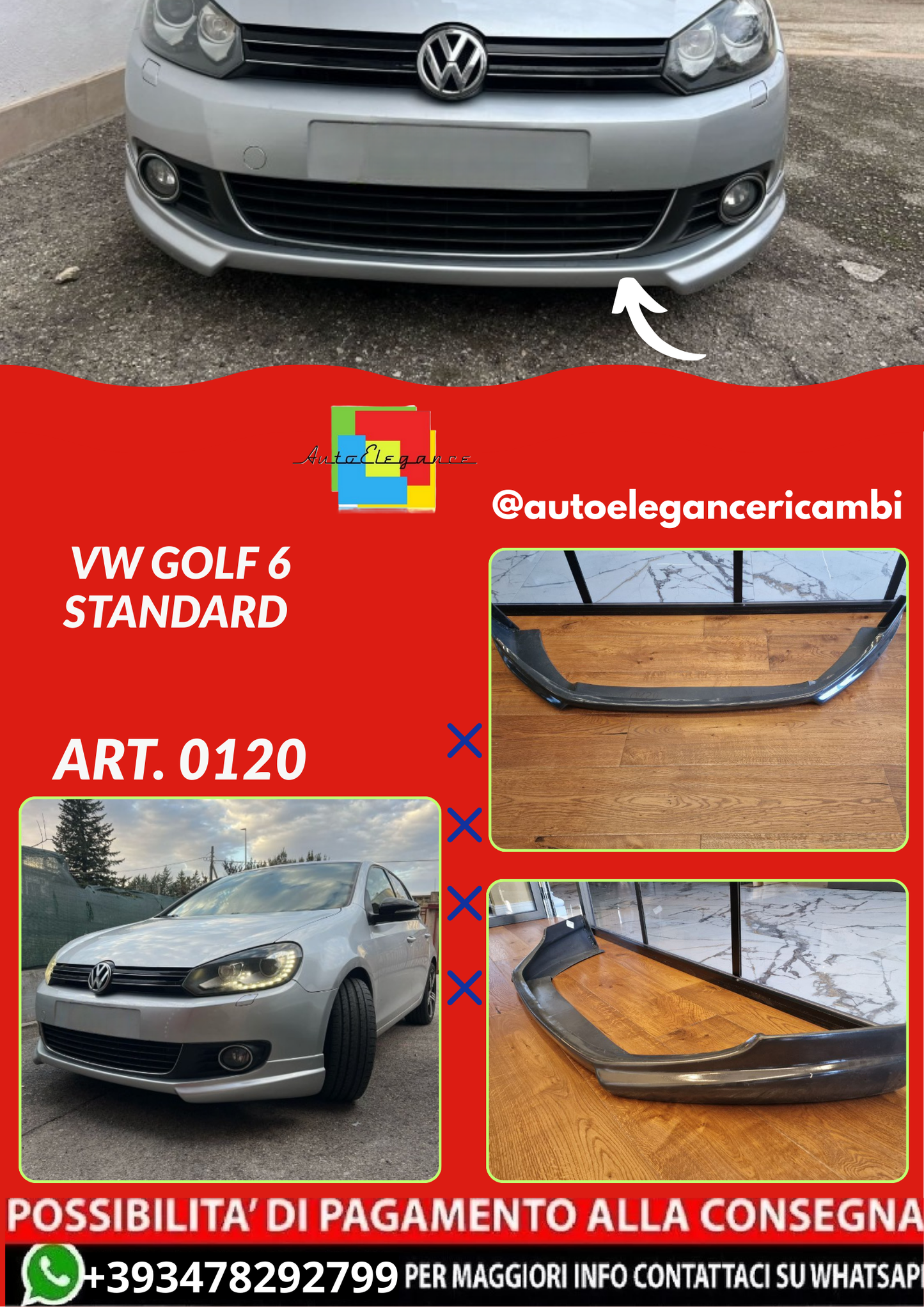 ART. 0120  SOTTO PARAURTI VW GOLF 6 STANDARD GREZZO