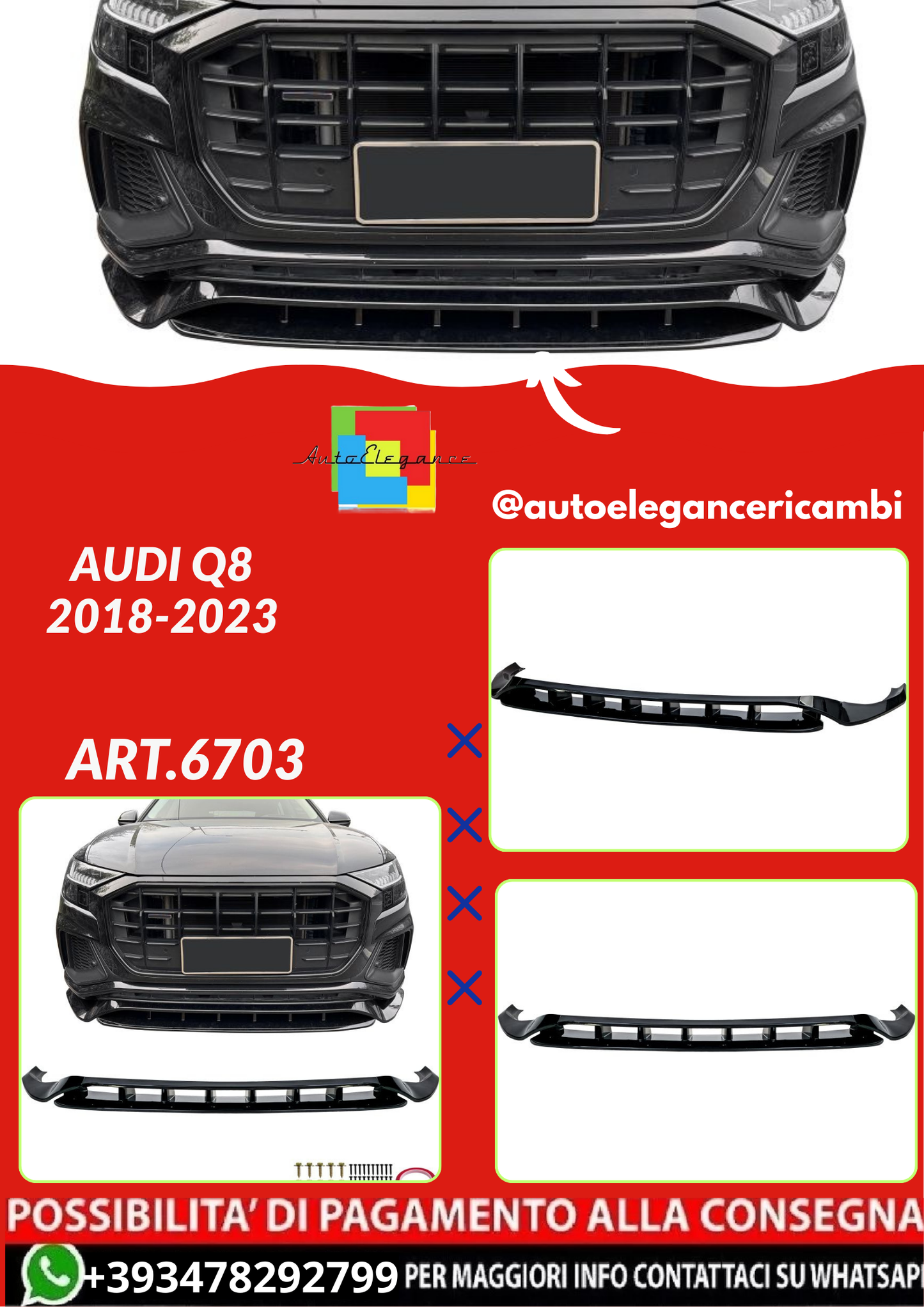 ART.6703 SPLITTER AUDI Q8 2018-2023