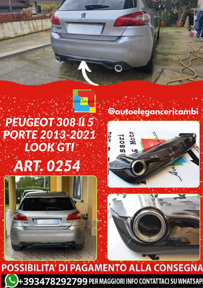 ART. 0254 DIFFUSORE PEUGEOT 308 II 5 PORTE 2013-2021 LOOK GTI NERO LUCIDO