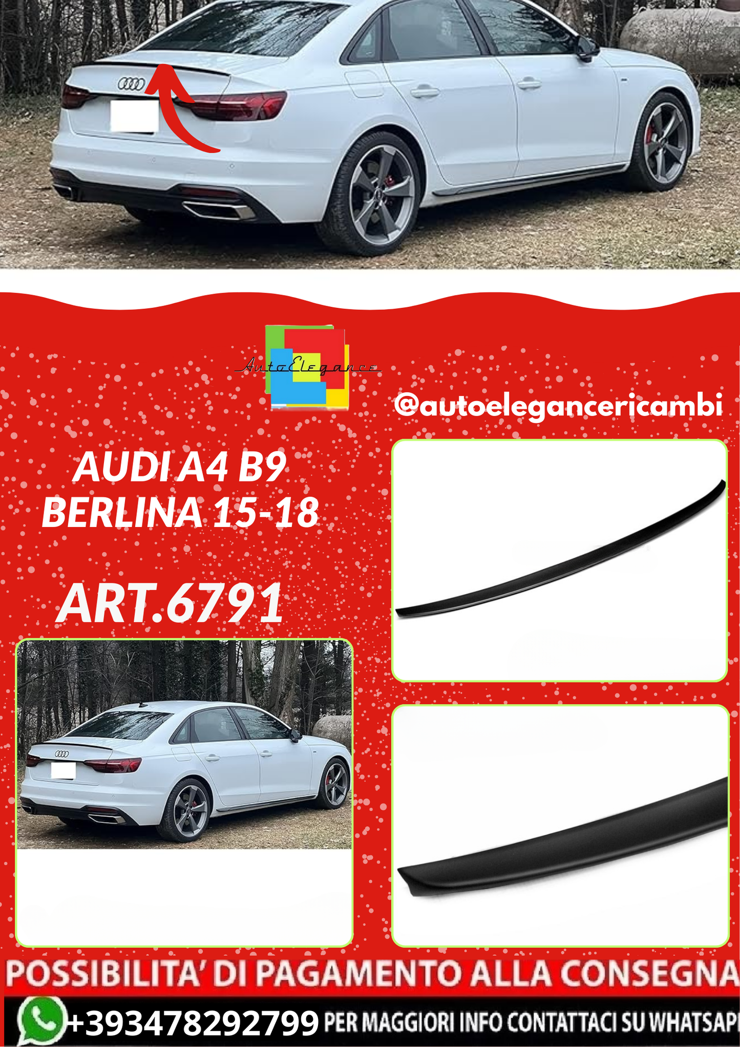 ART.6791 SPOILER AUDI A4 B9 berlina 15-18