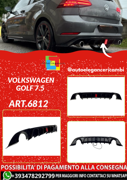 ART.6812  Diffusore Posteriore Volkswagen Golf 7.5 Nero lucido