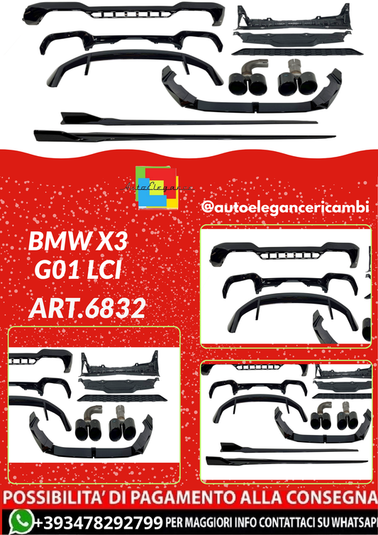 ART.6832  BODYKIT BMW X3 G01 LCI Look M Performance Nero lucido