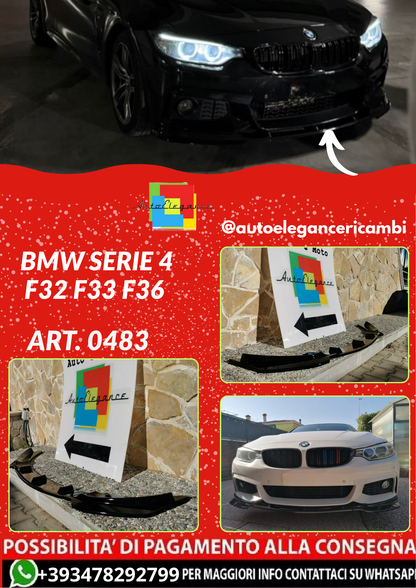 ART. 0483 SPLITTER BMW SERIE 4 F32 F33 F36 MSPORT NERO LUCIDO